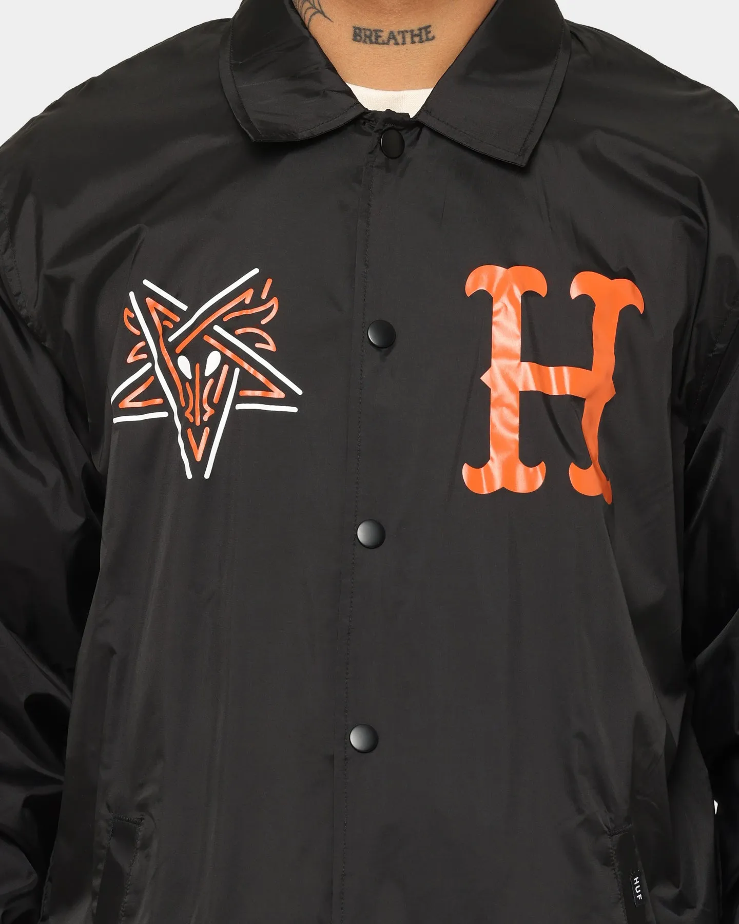 HUF X Thrasher Split Coaches Jacket Black Fashion Finish