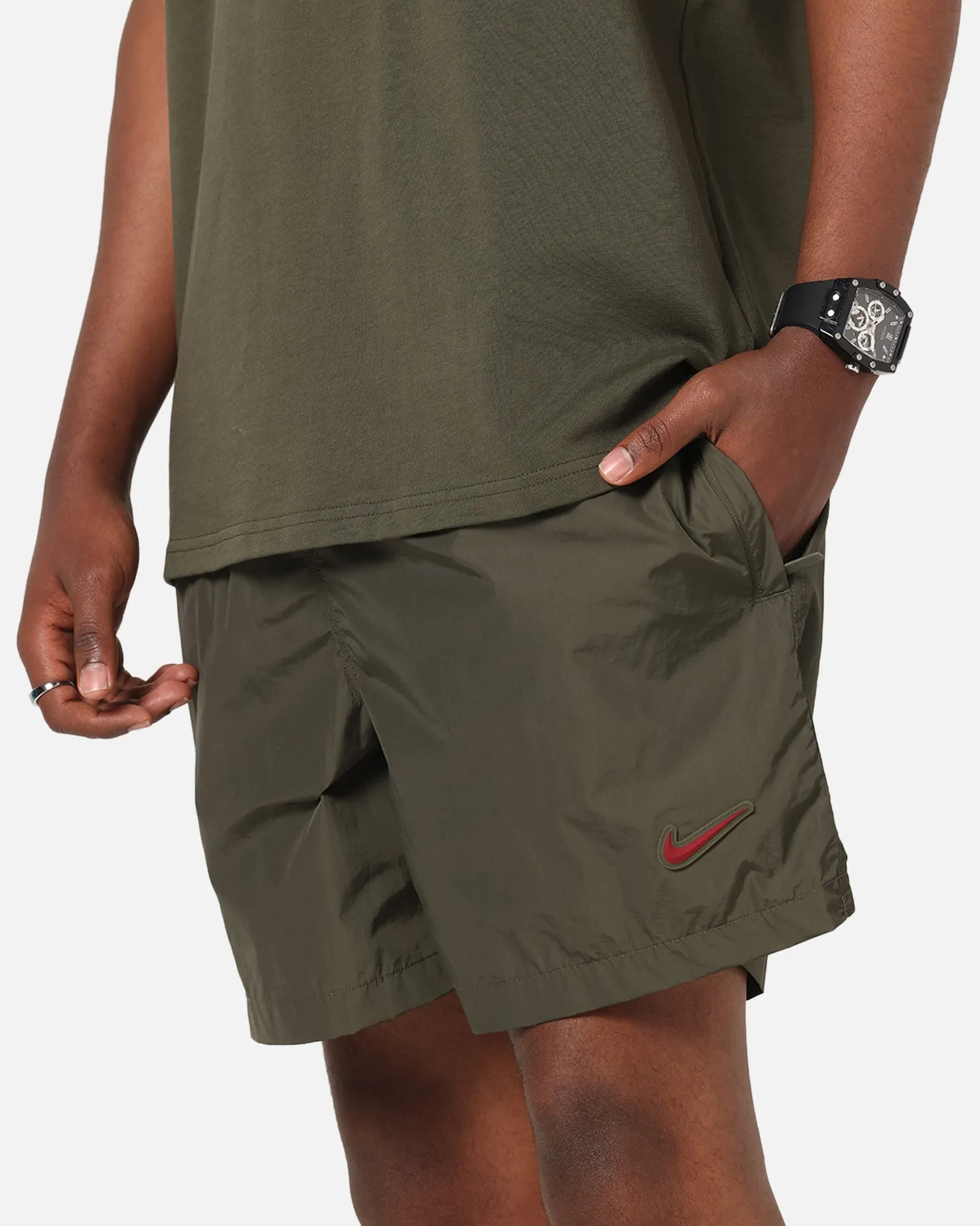 Nike Nocta Cardinal Nylon Shorts Khaki Sport Comfort Fit Hot Weather