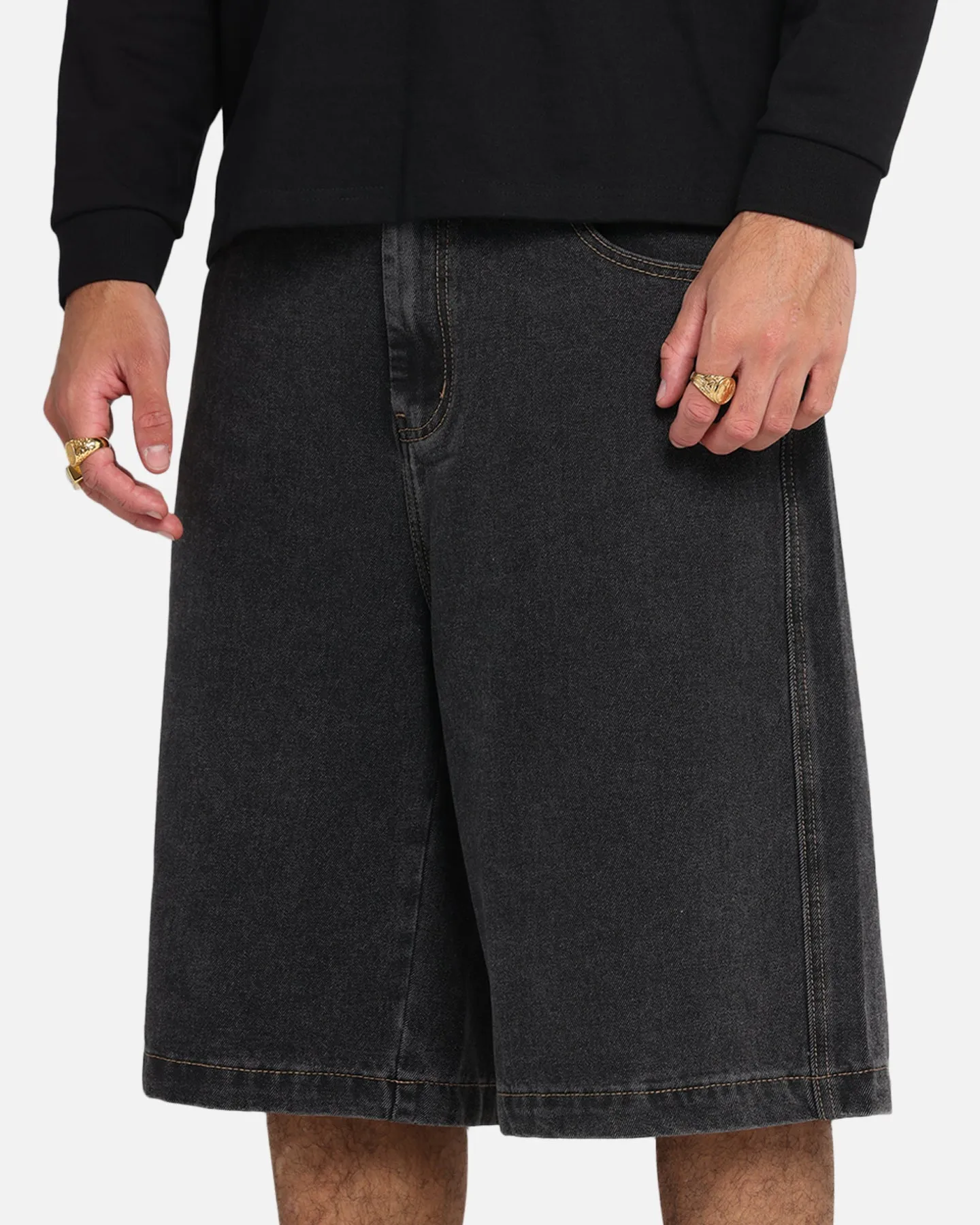 X-Large Bull Denim 91 Shorts Washed Black Durable Comfort