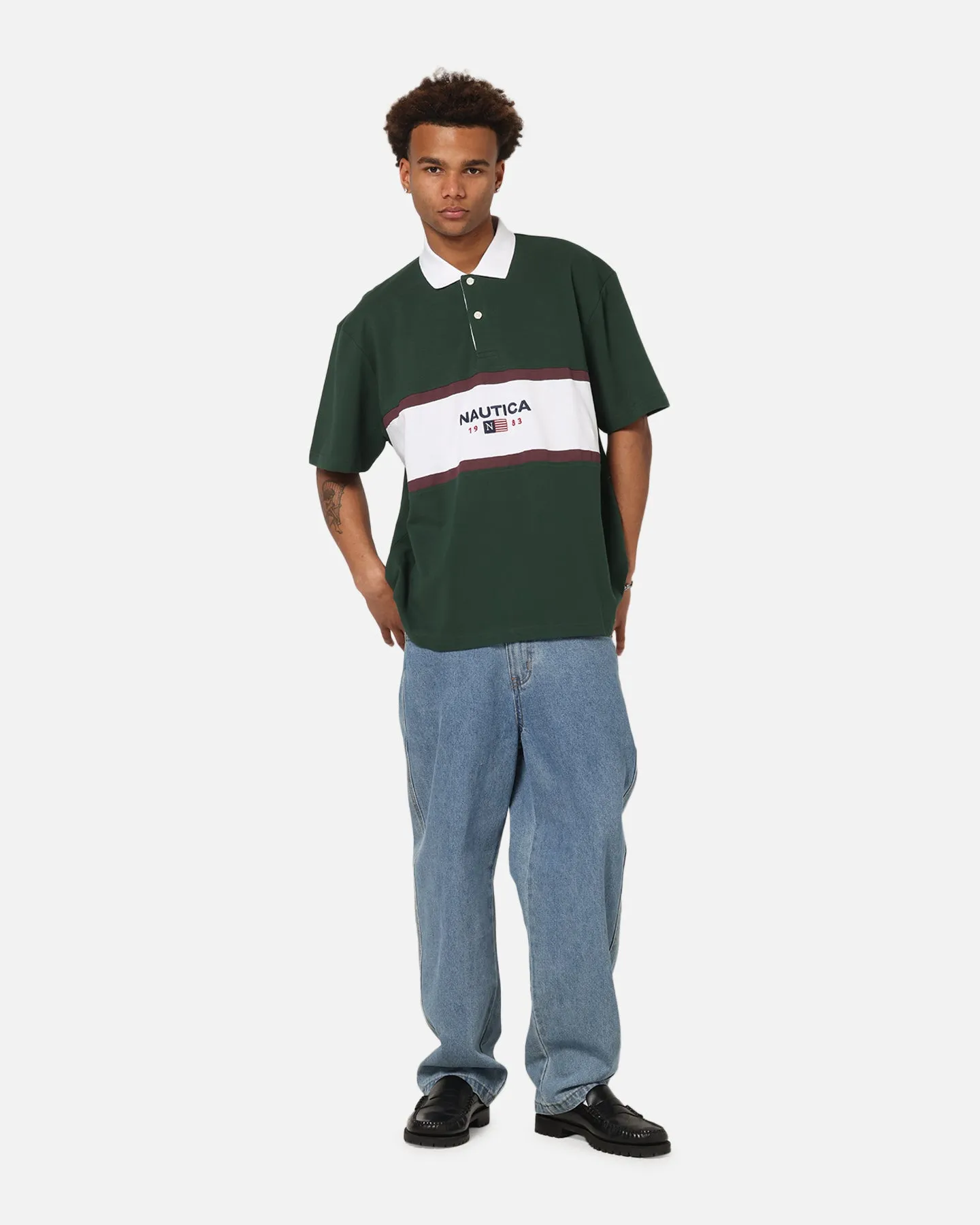 Effortless Wear Sophisticated Look Nautica 83-Flag Block Polo T-Shirt Green/White