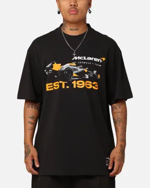 Mitchell & Ness X McLaren Vintage Poster T-Shirt Faded Black UV Protective Coating GarmentDyedTexture