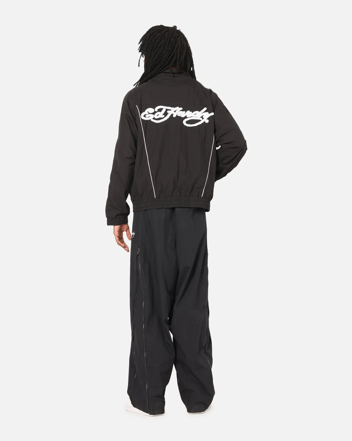 Ed Hardy Zip Track Jacket Black High - end Ergonomic Sleeves
