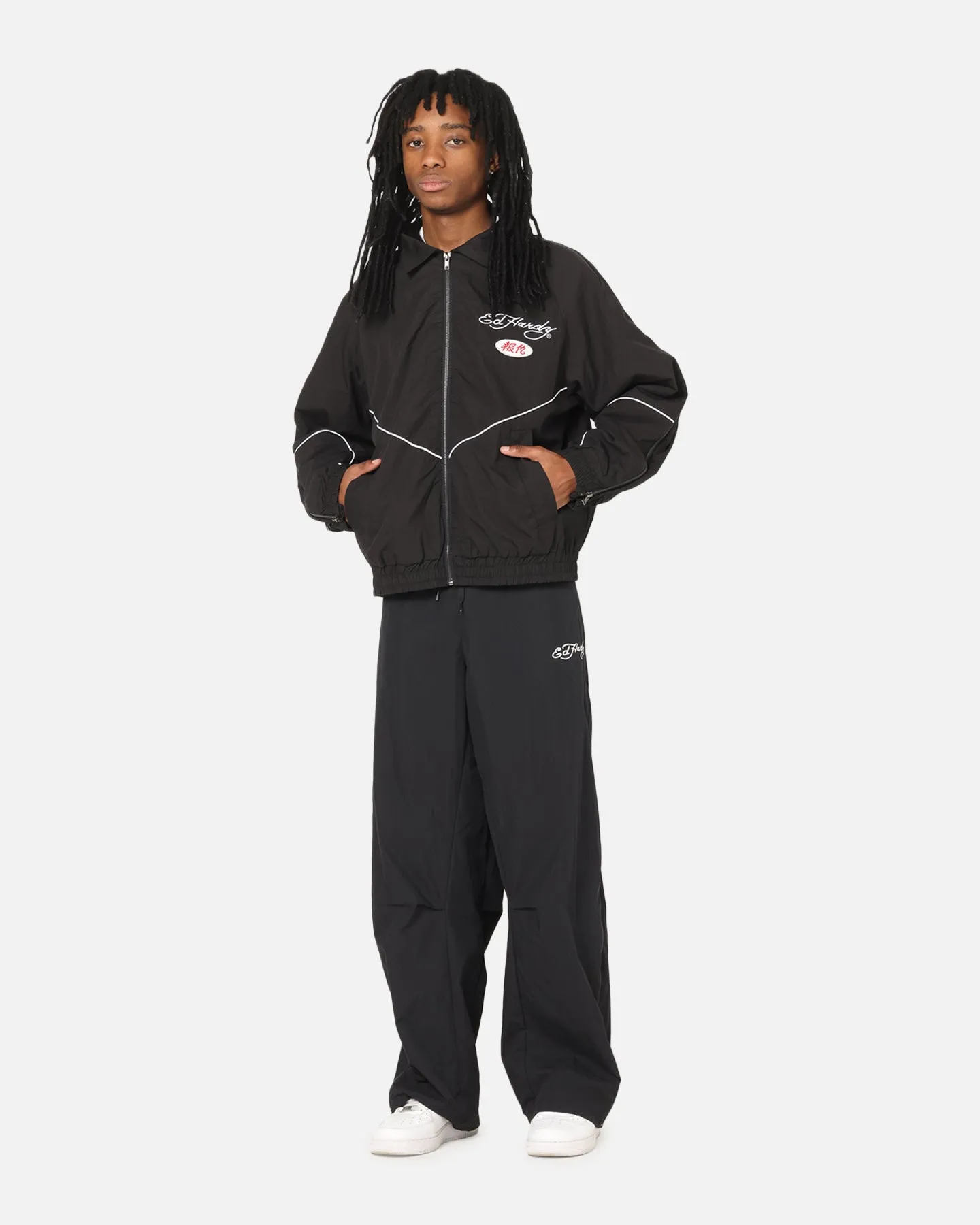 Vanity Draw Ed Hardy Zip Track Jacket Black