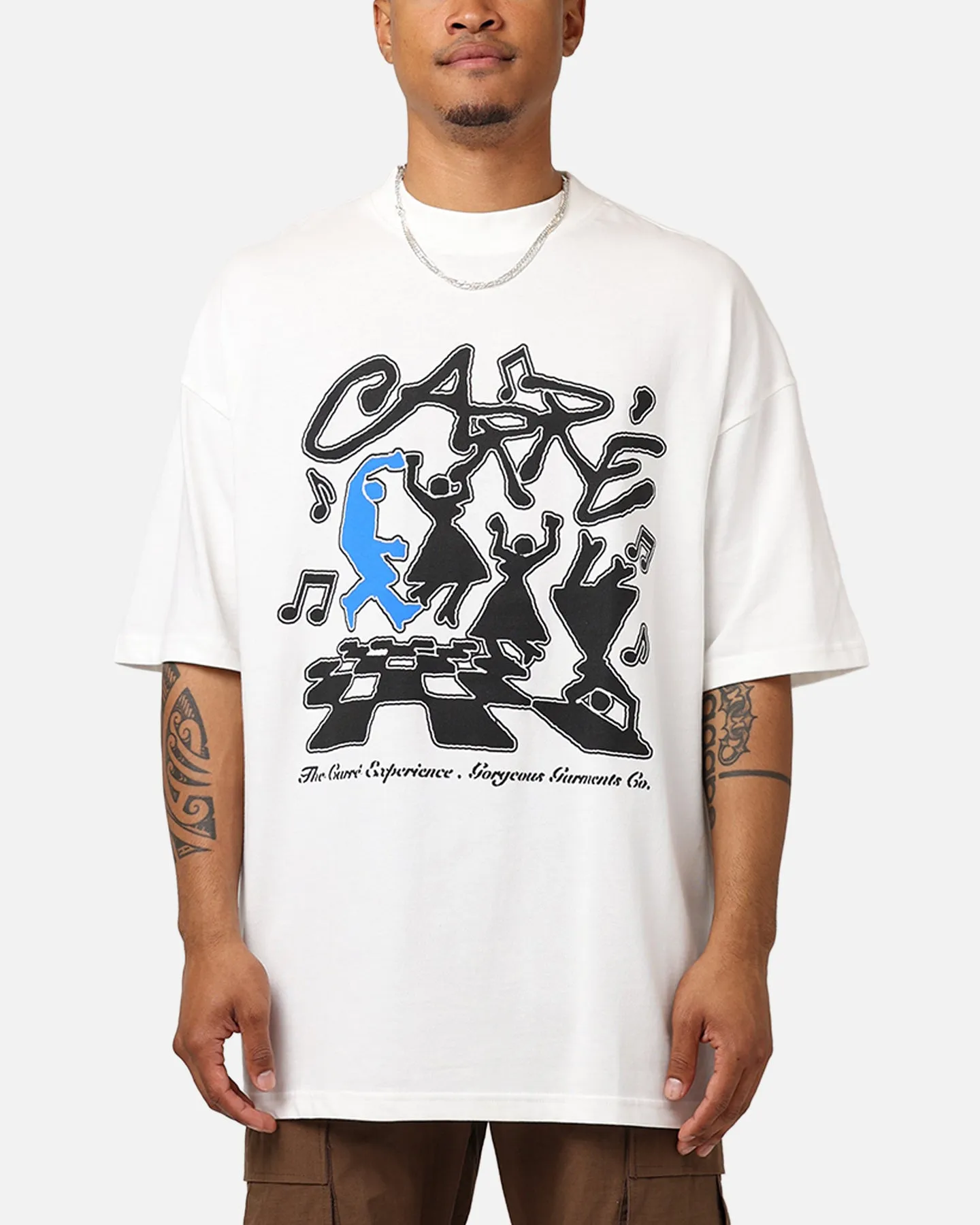 Simple Yet Cozy Striped modernity Carr?? Dinner Party Oversized T-Shirt Off White