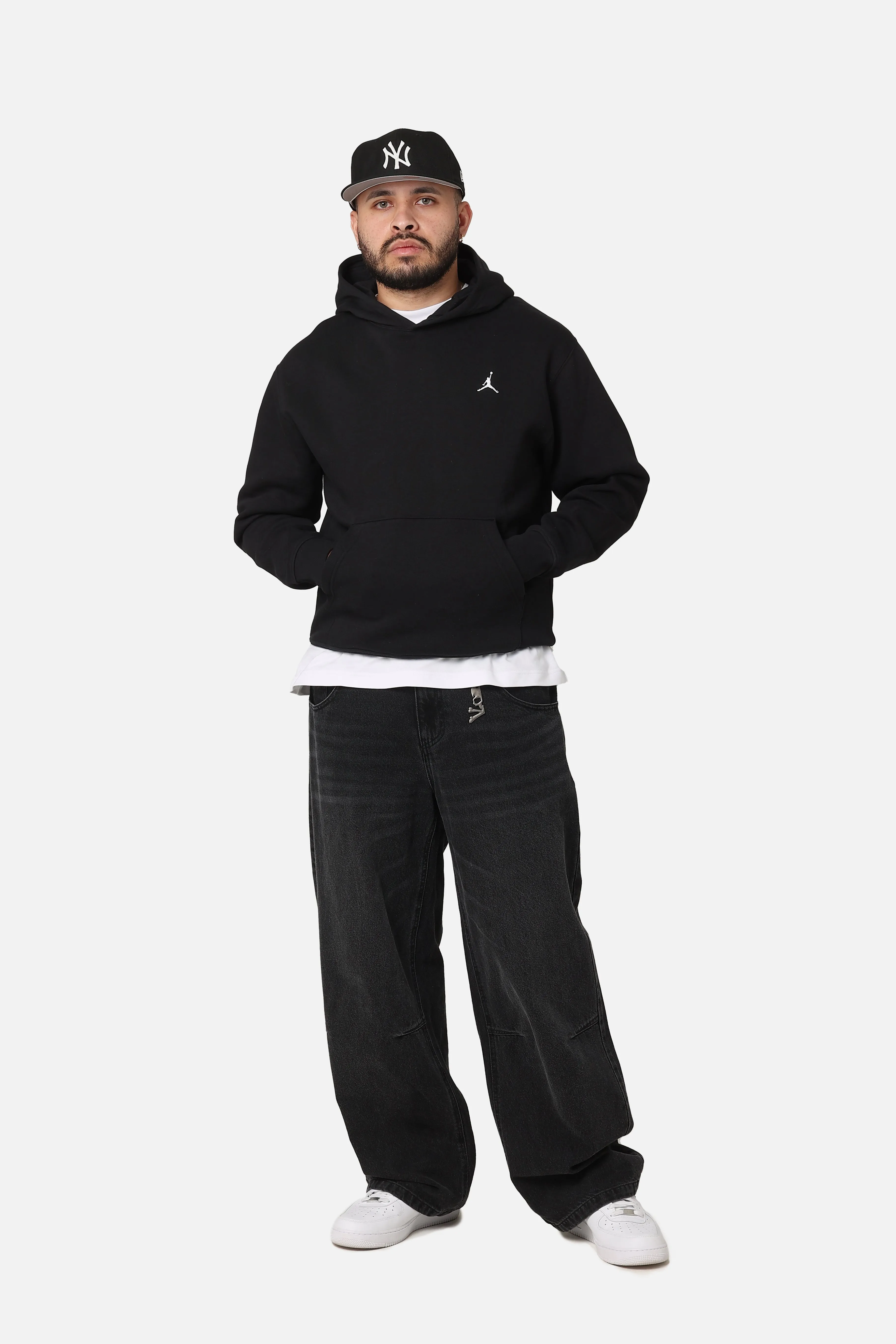 Breathable Material Weekend Wear Jordan Brooklyn Fleece Pullover Hoodie Black/White
