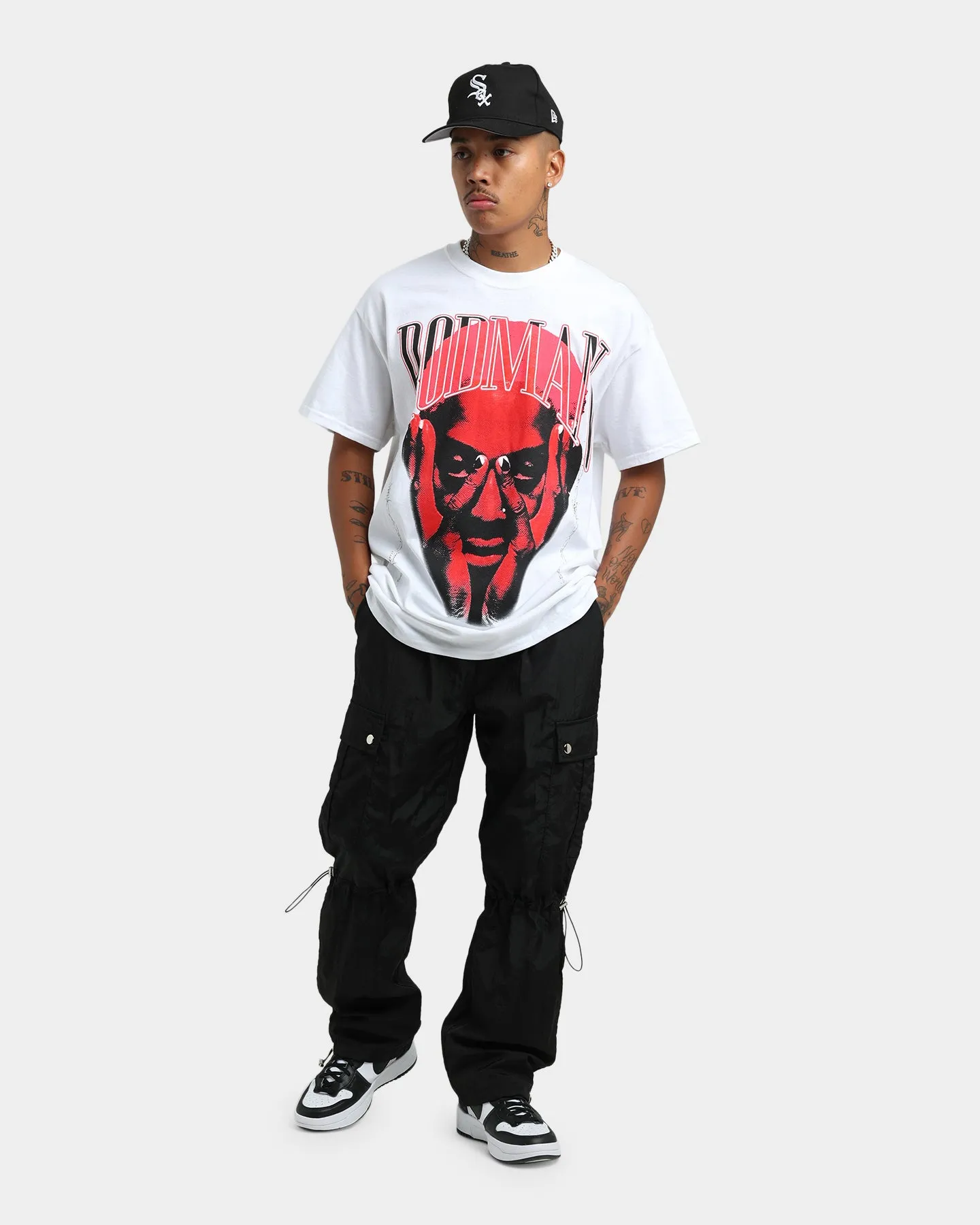 Rodman Brand Barbwire Pink Vintage T-Shirt White Chilly Comfort Holiday Style Trend