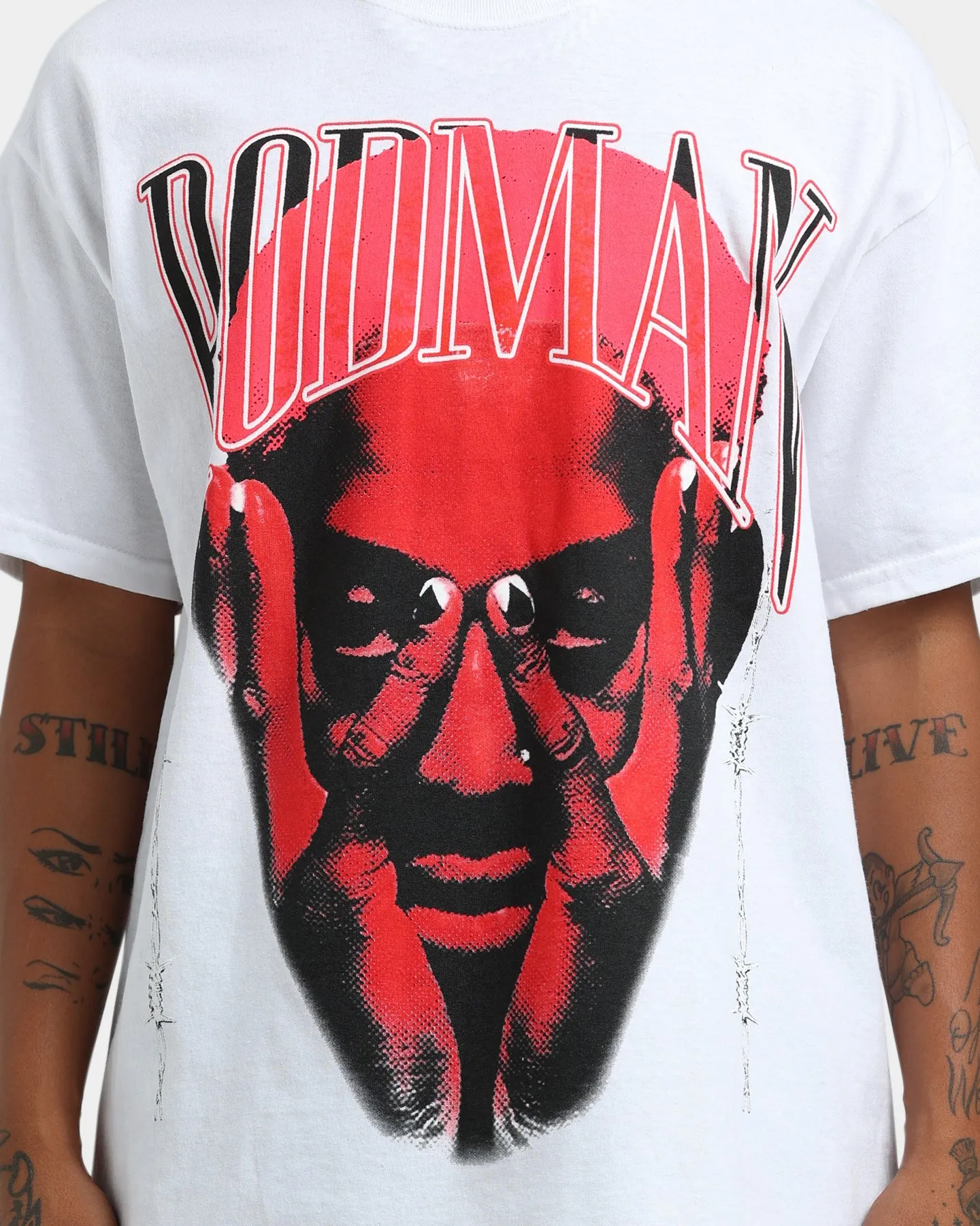 Rodman Brand Barbwire Pink Vintage T-Shirt White Layering Comfort Wear