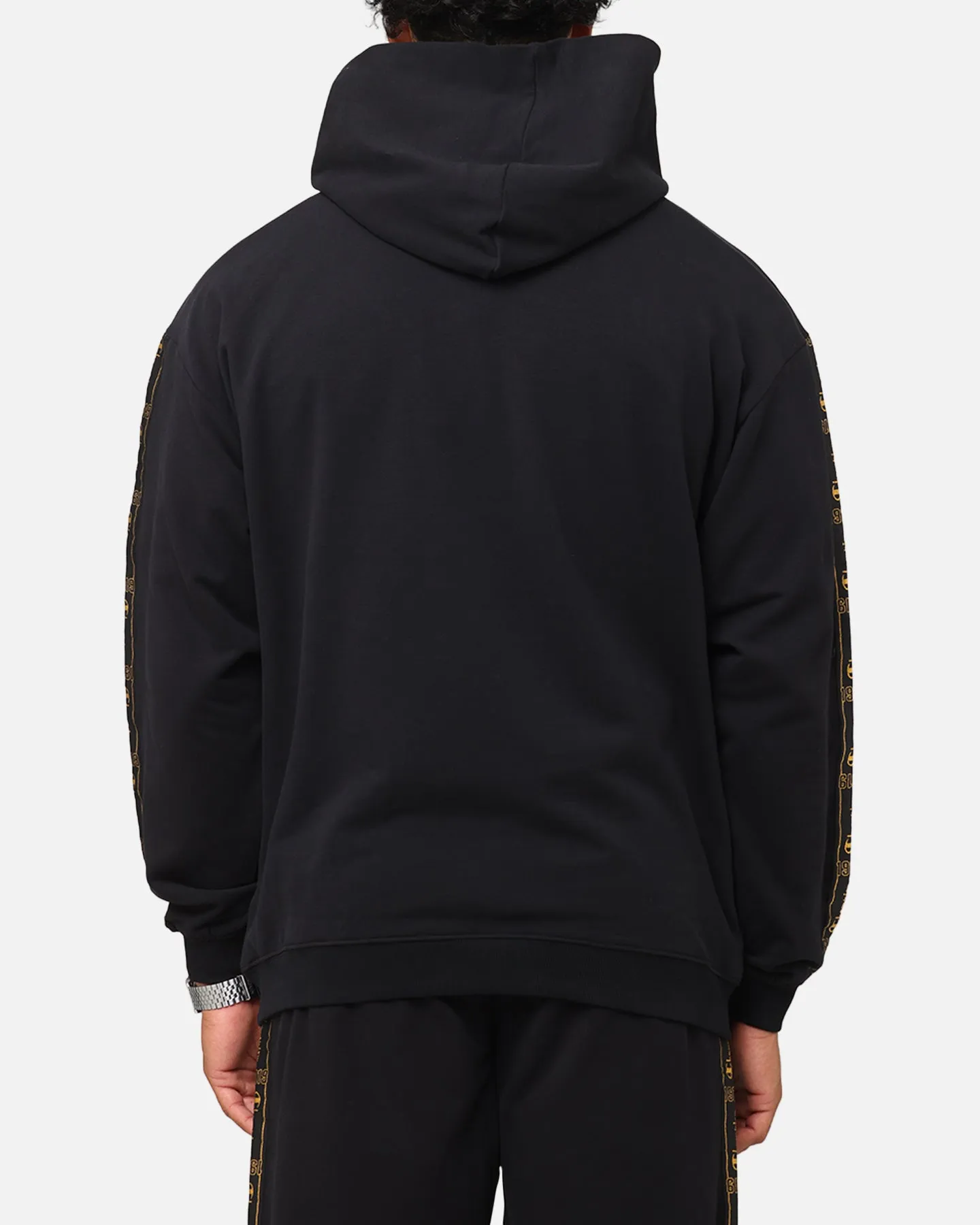 Champion Lux Taping Hoodie Black Adjustable Drawstrings Pronghorn like