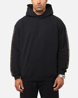 Champion Lux Taping Hoodie Black Oversized Silhouette Fleece Lining