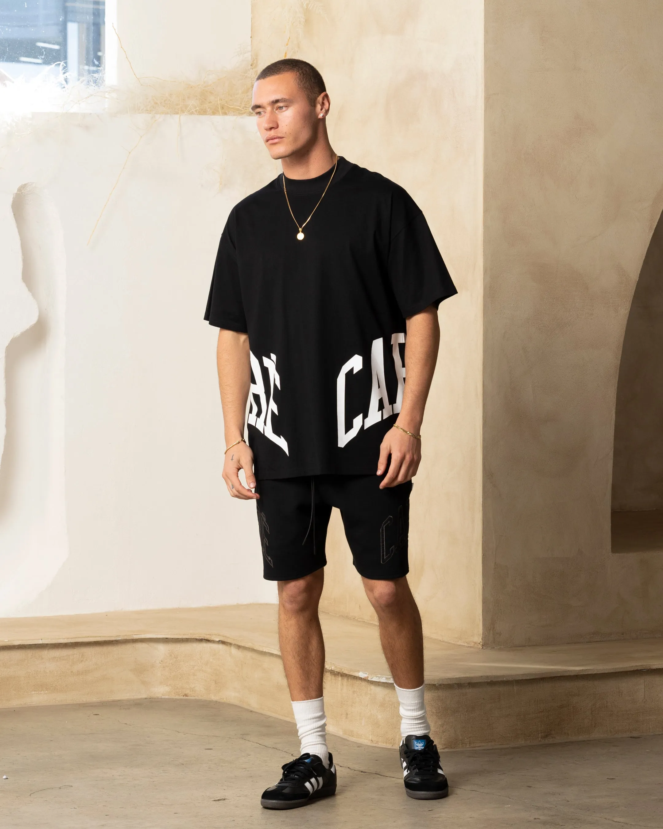 Anti-bacterial Carre Double Arch Oversized T-Shirt Black