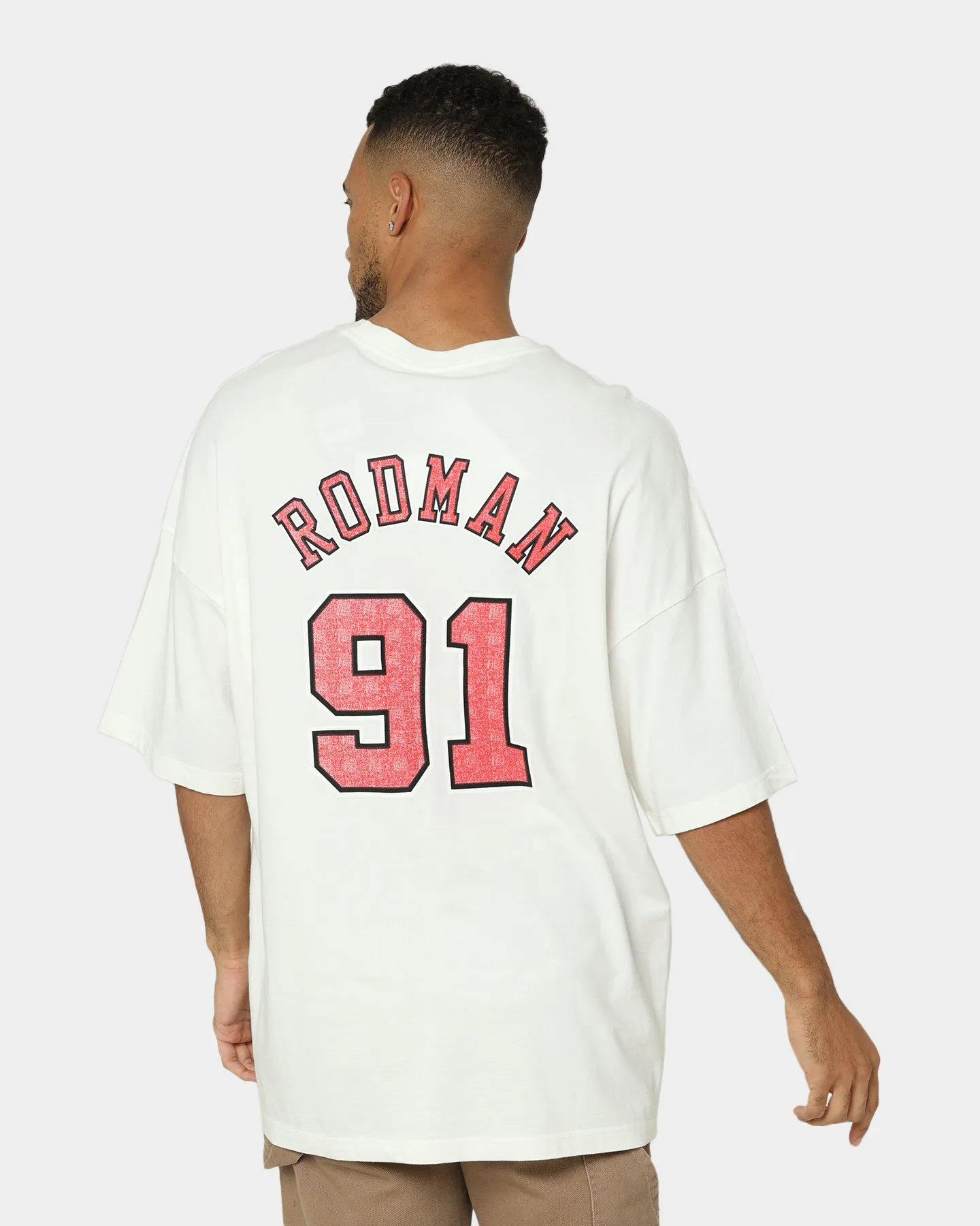 Christmas Mitchell & Ness Chicago Bulls Dennis Rodman #91 N & N Oversized T-Shirt Vintage White