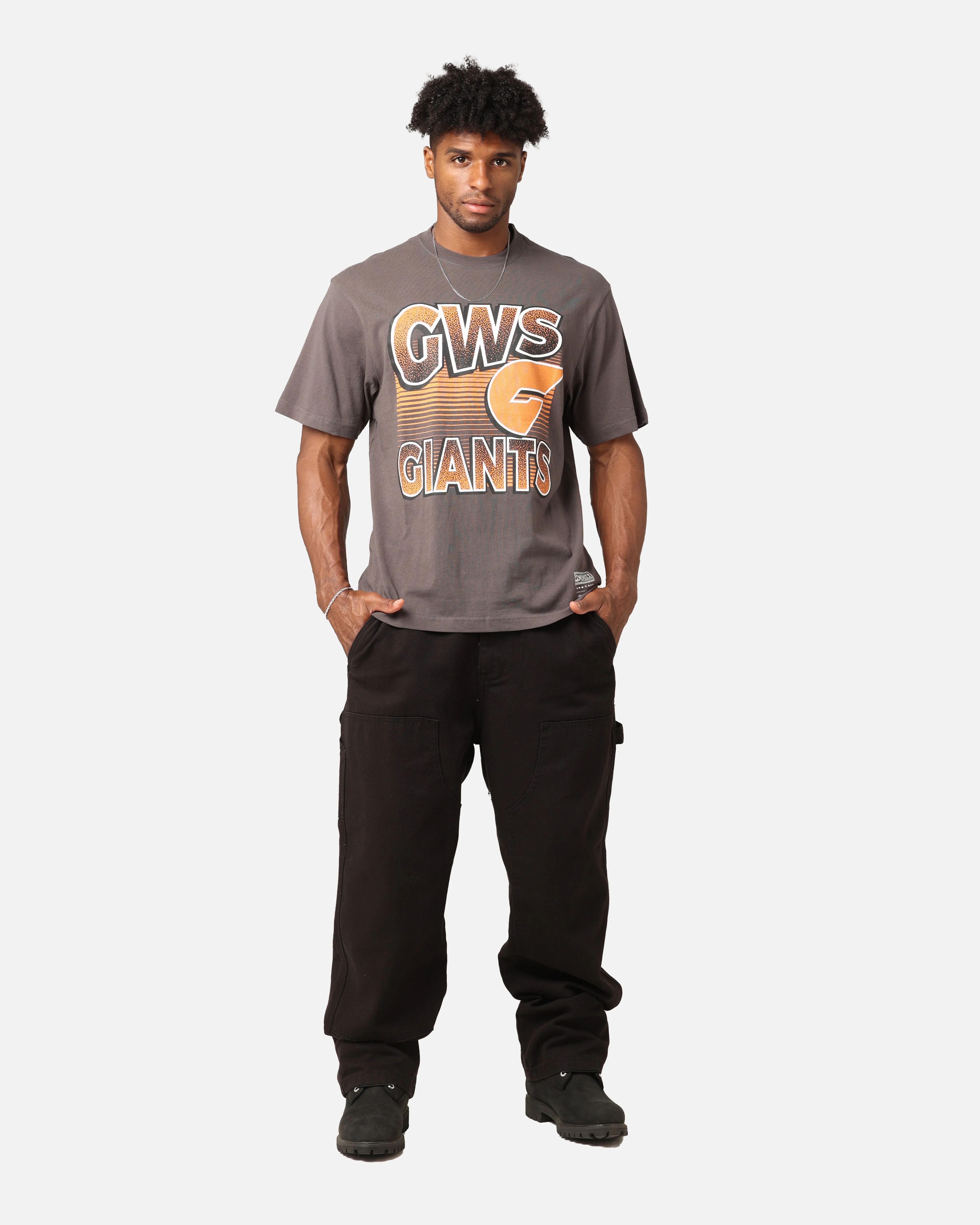 Mitchell & Ness Greater Western Sydney Giants Inline Stack T-Shirt Faded Black Spring Wear