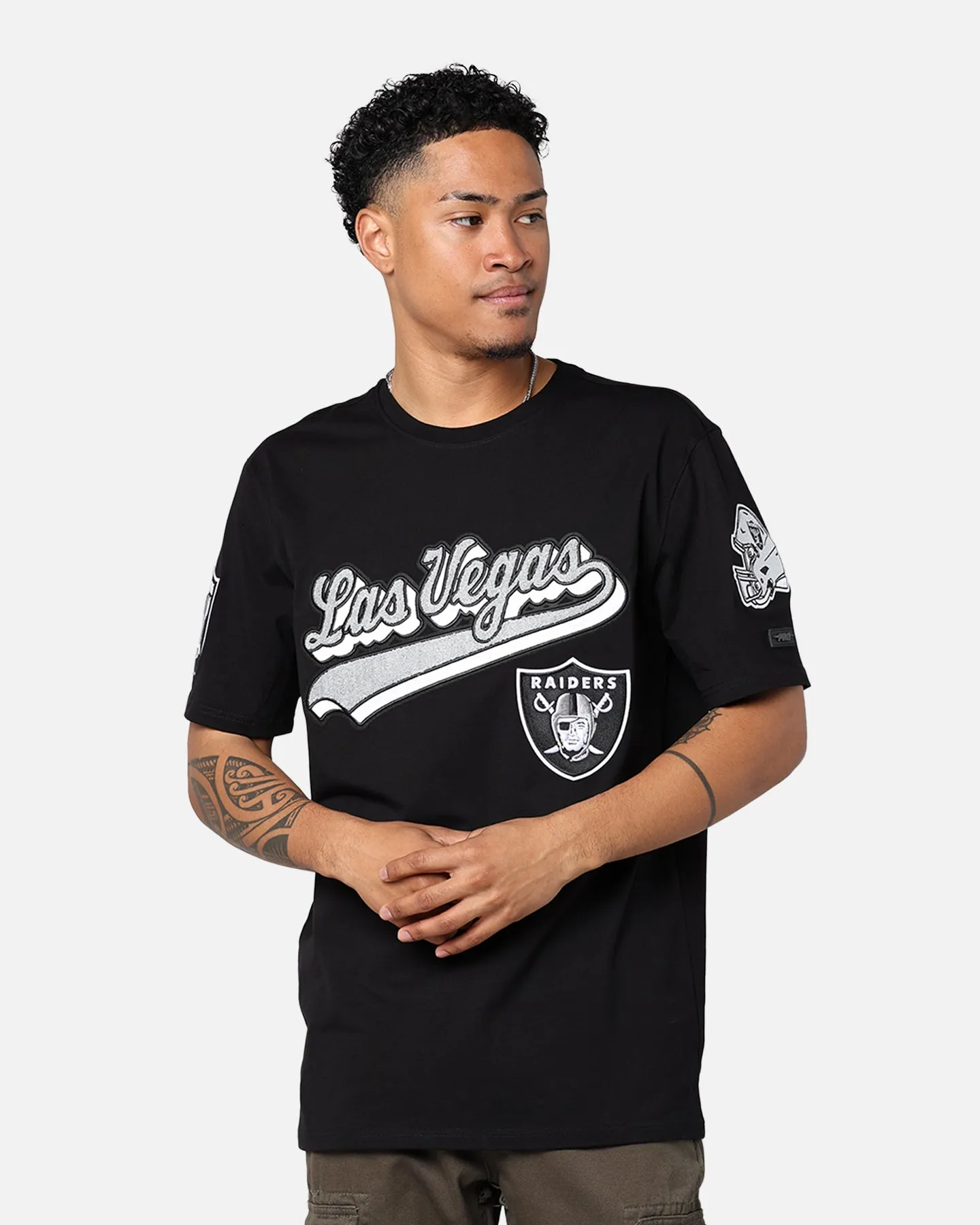 Pro Standard Las Vegas Raiders SJ T-Shirt Black Relaxed and Easy Foam Print Detail