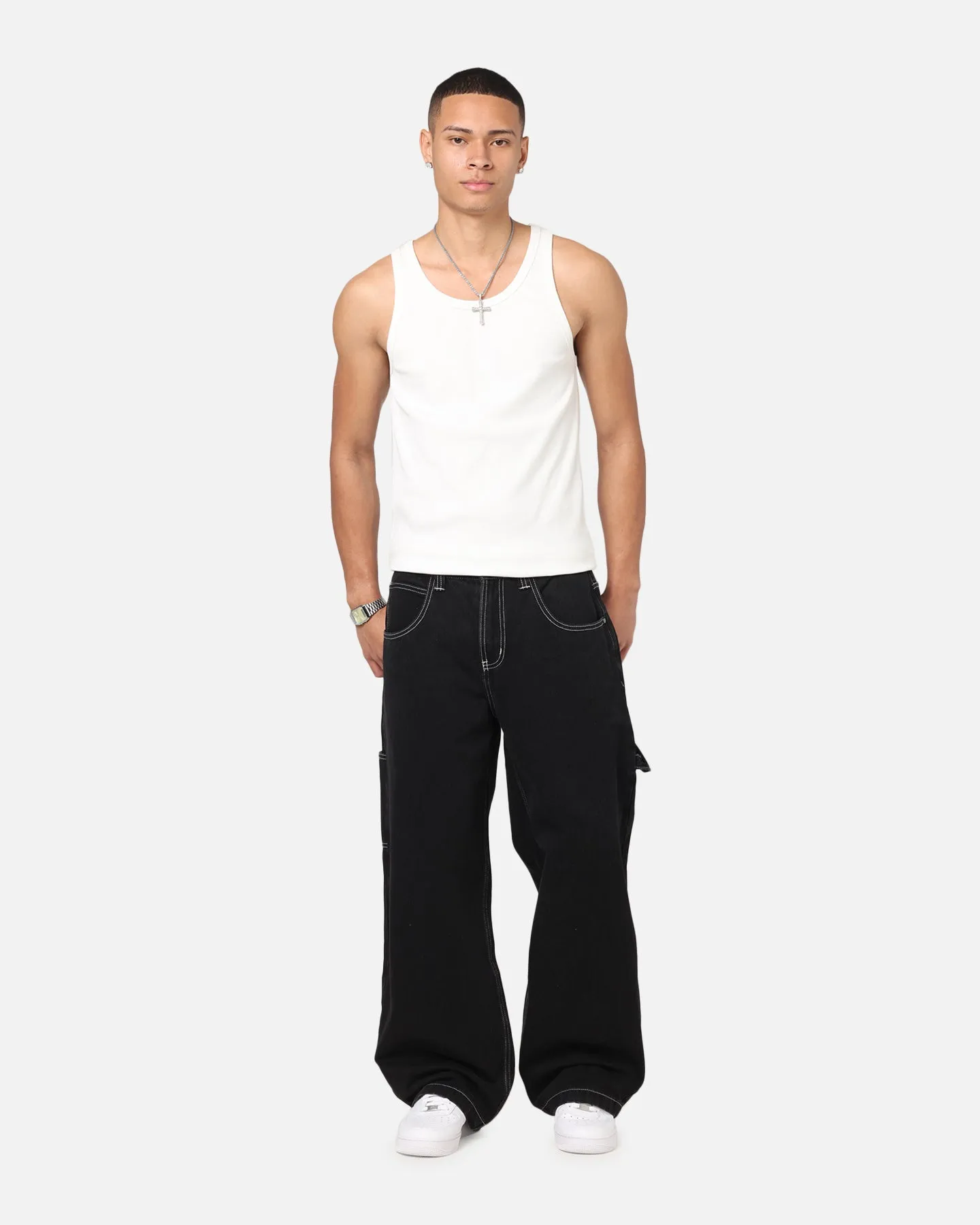 Slim wear Saint Morta Amplus Fray Carpenter Jeans Contrast Black