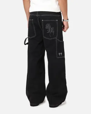 Saint Morta Amplus Fray Carpenter Jeans Contrast Black Decorative stitching