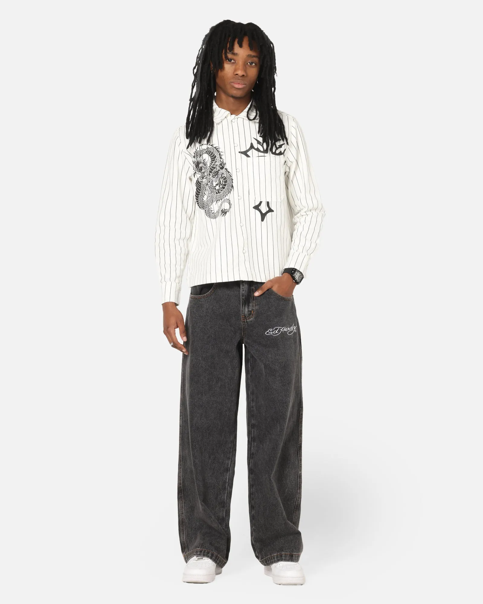 Tough Wear Ed Hardy Wide Leg Jeans Black