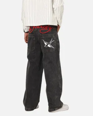 Ed Hardy Wide Leg Jeans Black Stretchable Fit