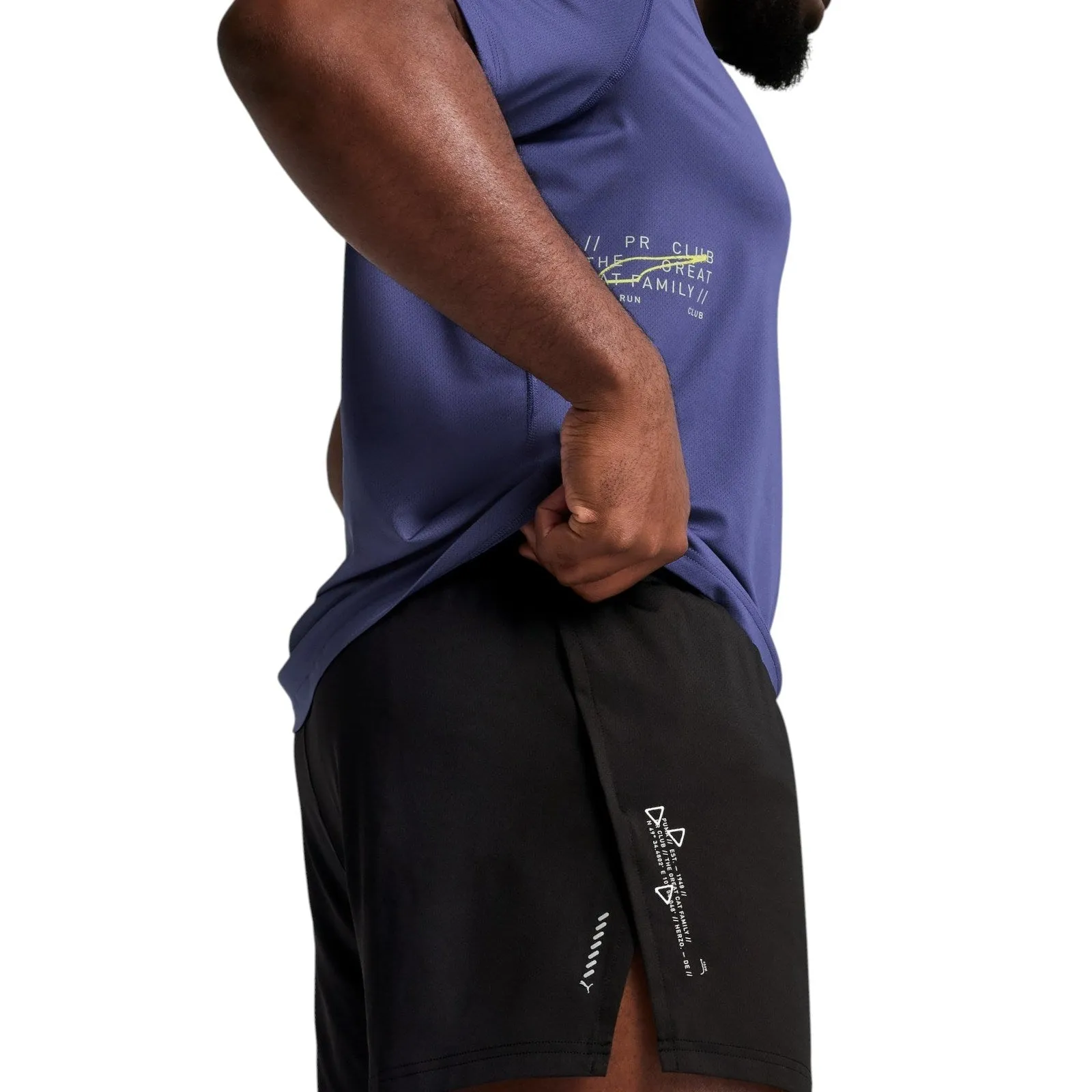 Quick Layer Wear Wide Leg Opening Puma Run Knit 3" Split Mens High-Rise Training Short