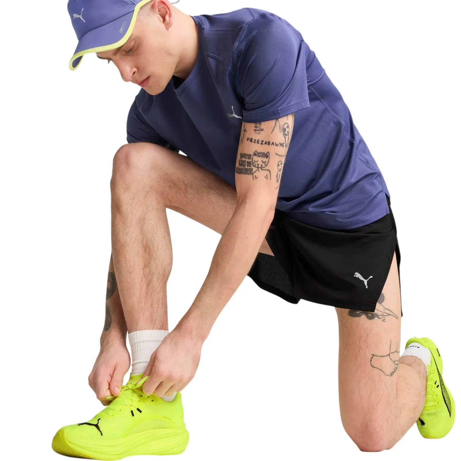 Puma Run Knit 3" Split Mens High-Rise Training Short High Rise Waist tumble dry