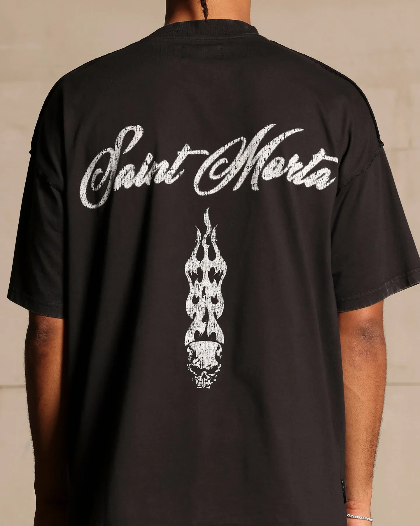 Saint Morta Roadhouse Boxy T-Shirt Vintage Black Trendy Tops