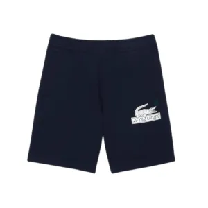 Cool Edge Leader Fit Lacoste Le Club Unbrushed Organic Cotton Fleece Shorts (Navy)