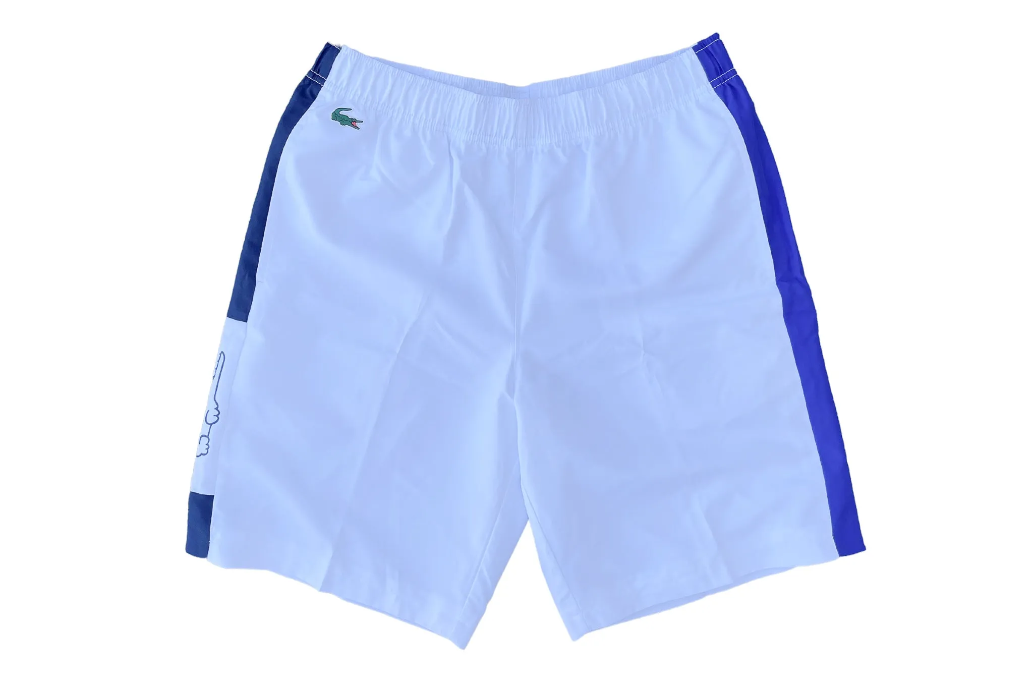 Lacoste SPORT Light Colorblock Shorts (White/Blue) HeatReflective Lining Cold Weather Outfit