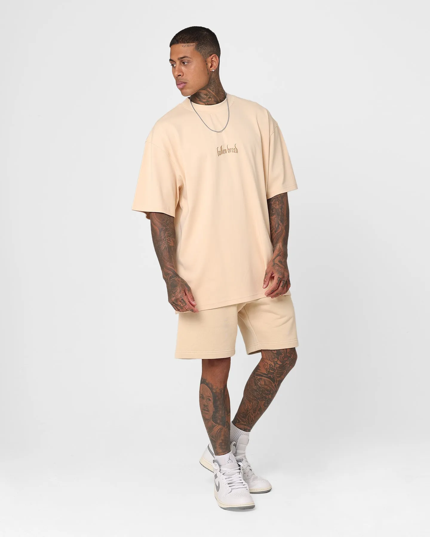 Fallen Breed Logo Sweat Shorts Nude Fit Flexibility
