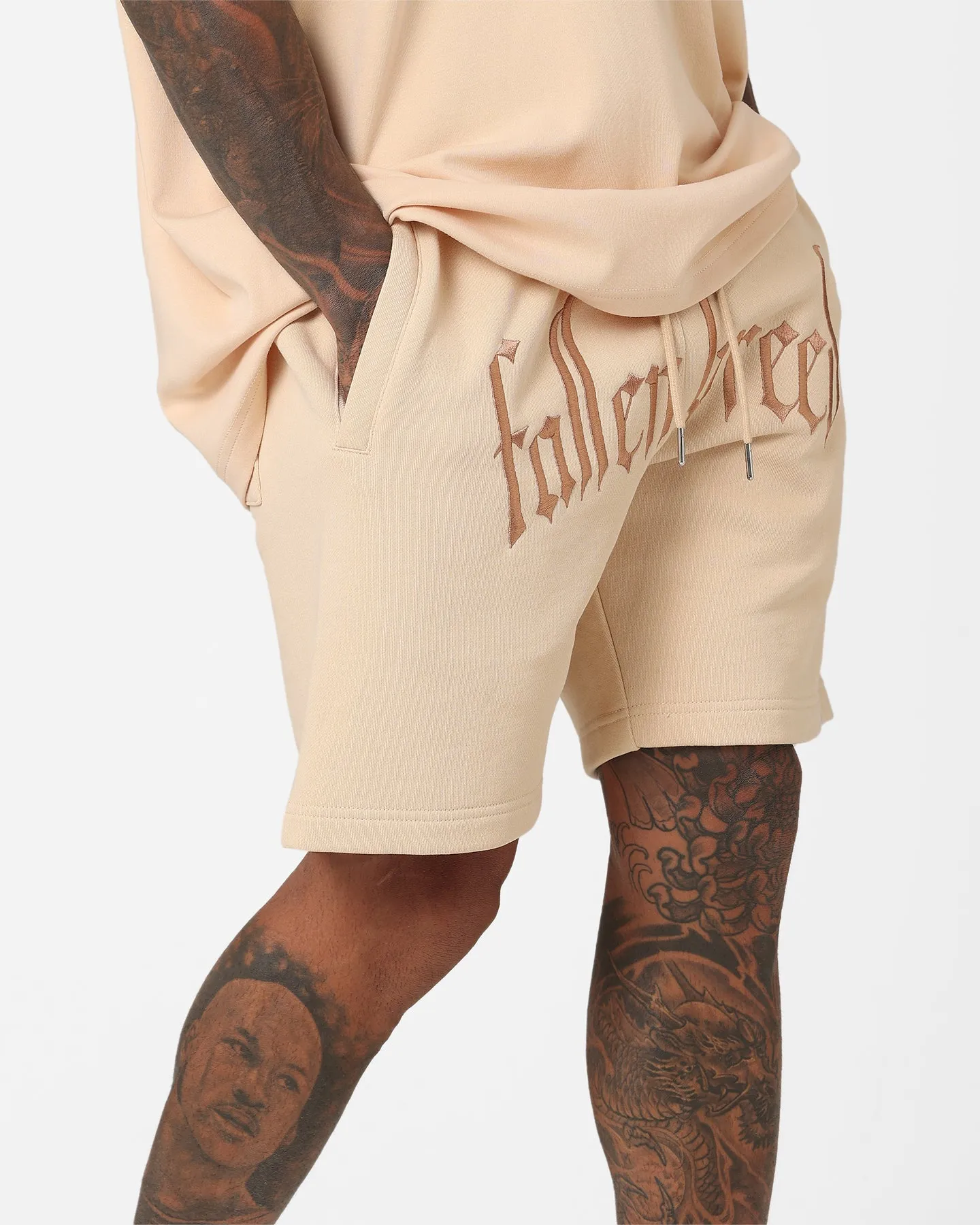 Relaxed Waist Fallen Breed Logo Sweat Shorts Nude