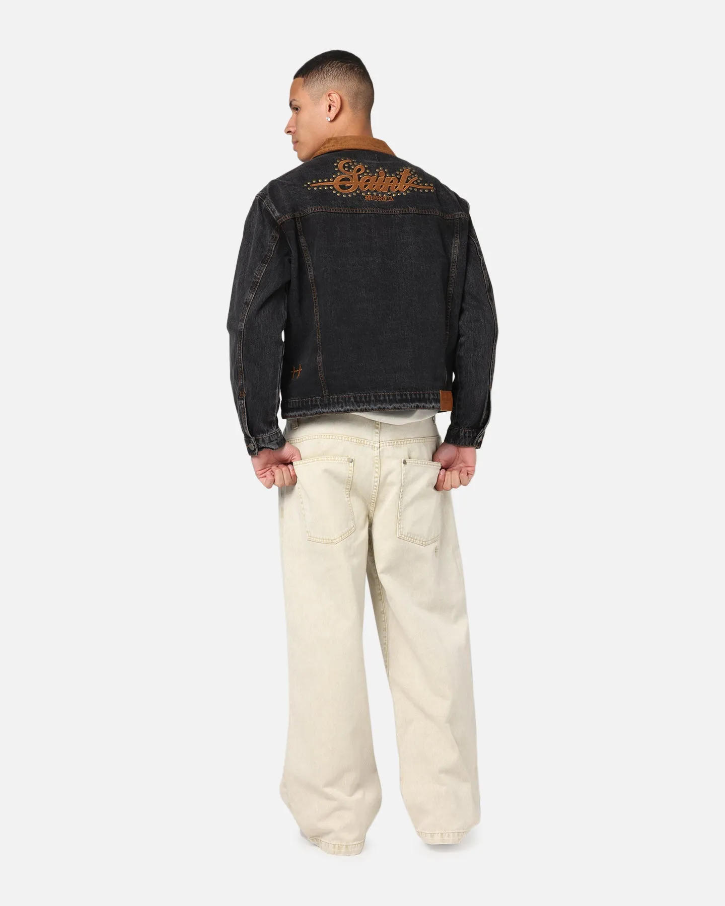 Ergonomic Seams Compression Friendly Fit Saint Morta Rodeo Drive Denim Jacket Black Shadow