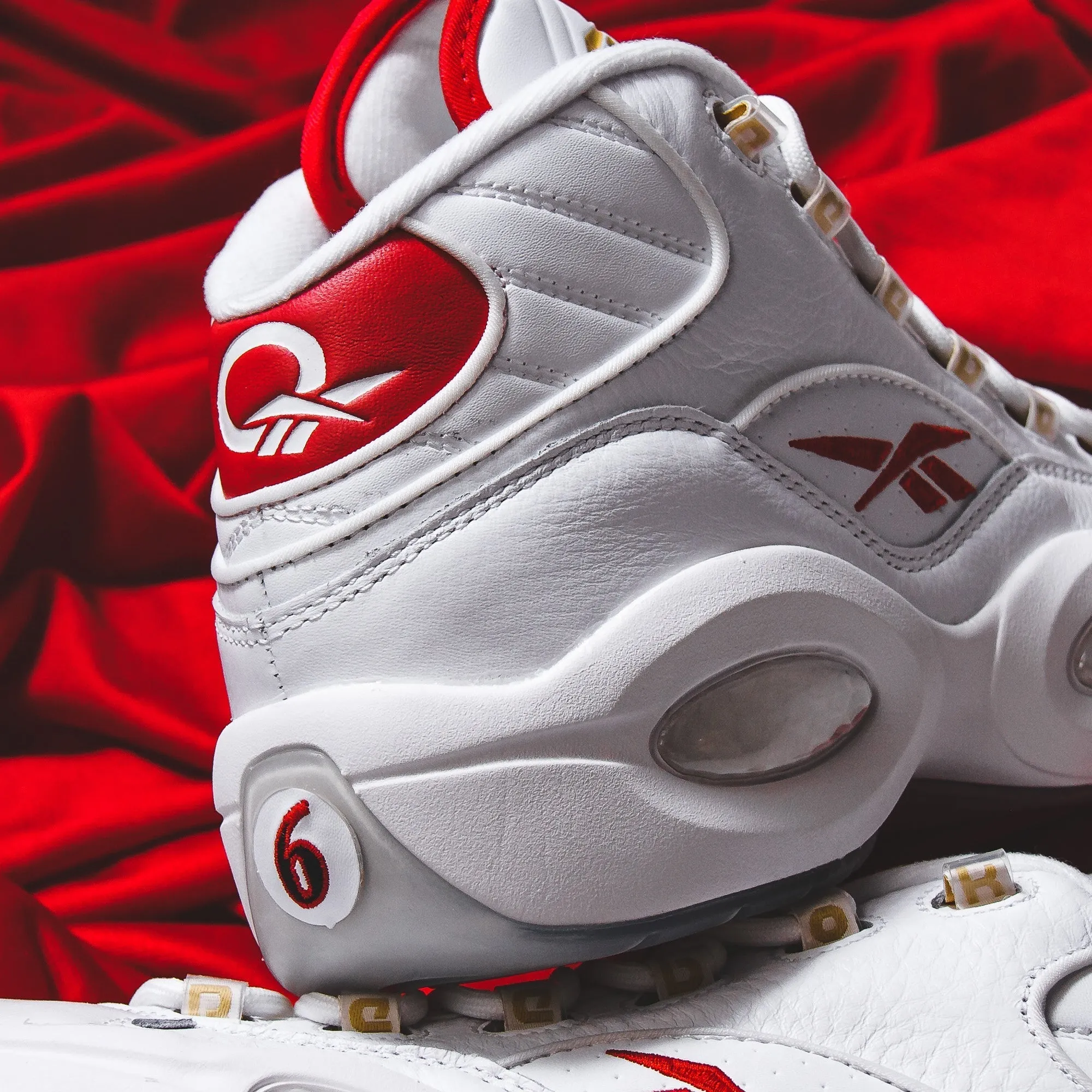 Non Slip Insole Tech Reebok Classics Basketball Men Question Mid Allen Iverson Dr J #6 White Red GX0230