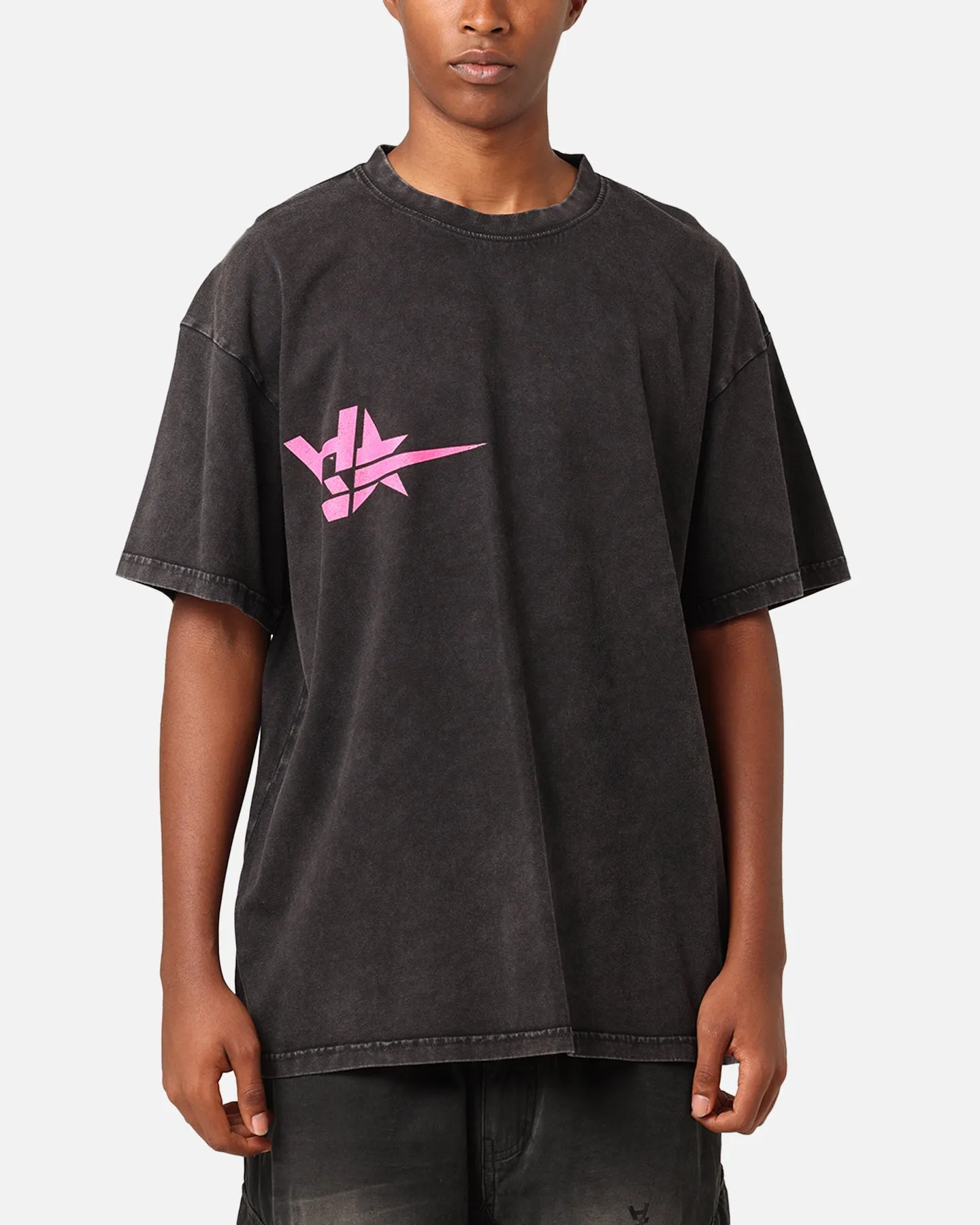 Layered Hem Detail The Anti Order Astar T-Shirt Black Acid Wash