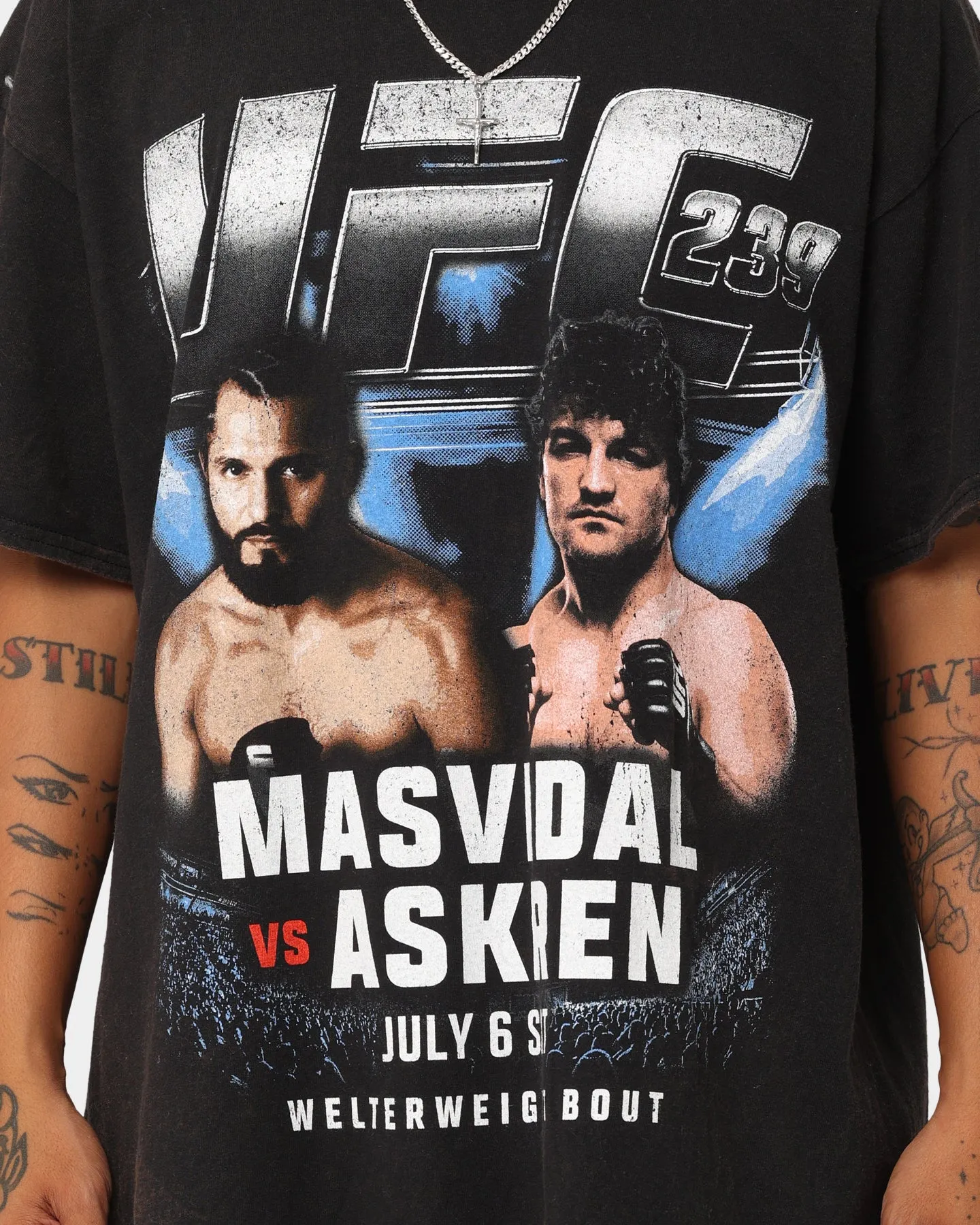 UFC By Goat Crew 239 Card Vintage T-Shirt Black Wash Travel Style Fun and Comfortable