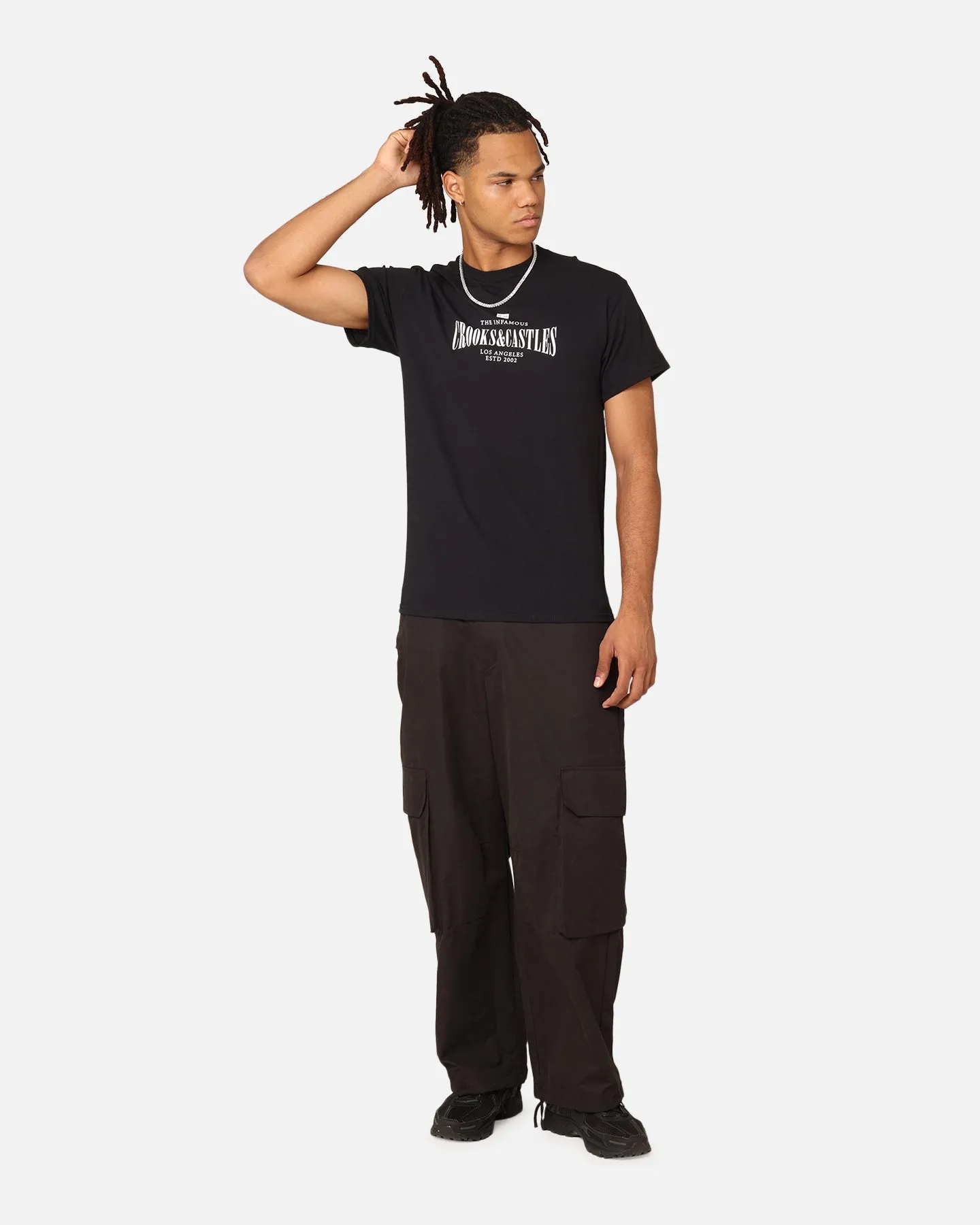 Crooks & Castles Infamous T-Shirt Black DoubleLayeredCollar Simple Fashion