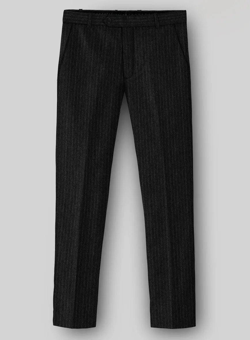 Perfect Cut Soft Fabric Light Weight Black Stripe Tweed Pants