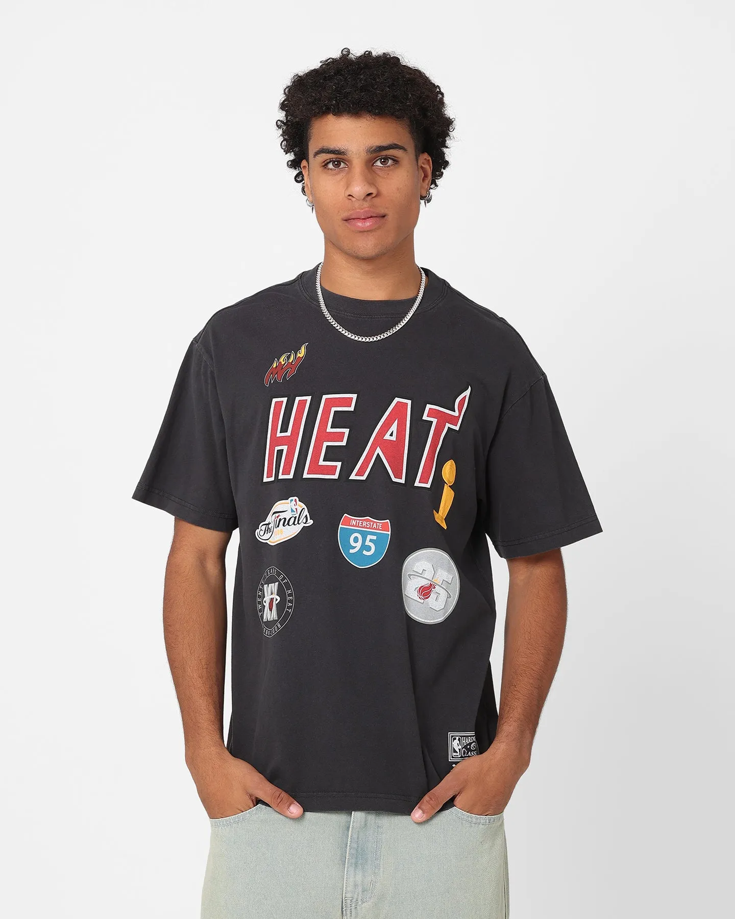 Mitchell & Ness Miami Heat Highway Logo T-Shirt Vintage Black Leisure Casual