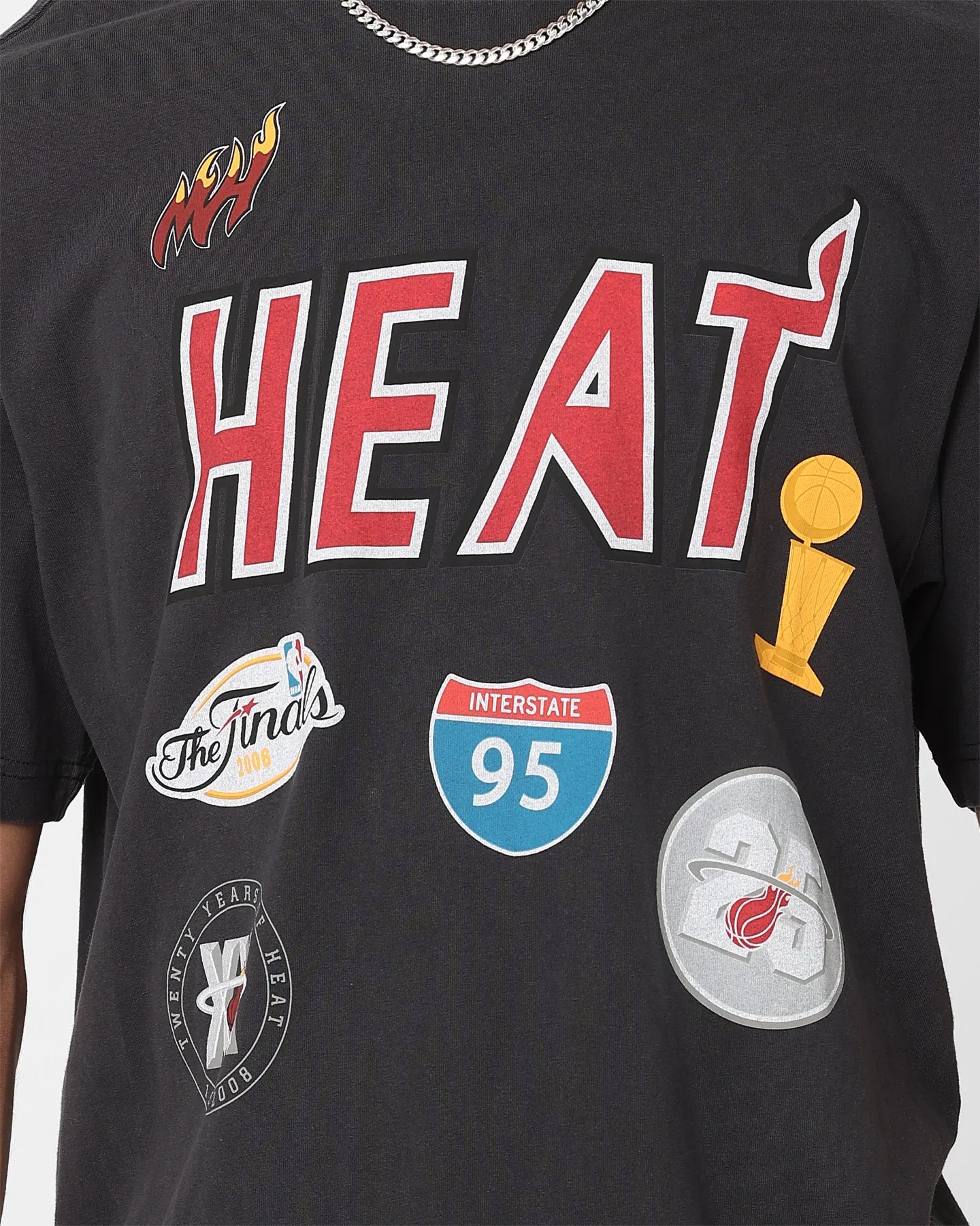 Mitchell & Ness Miami Heat Highway Logo T-Shirt Vintage Black Summer Favorite