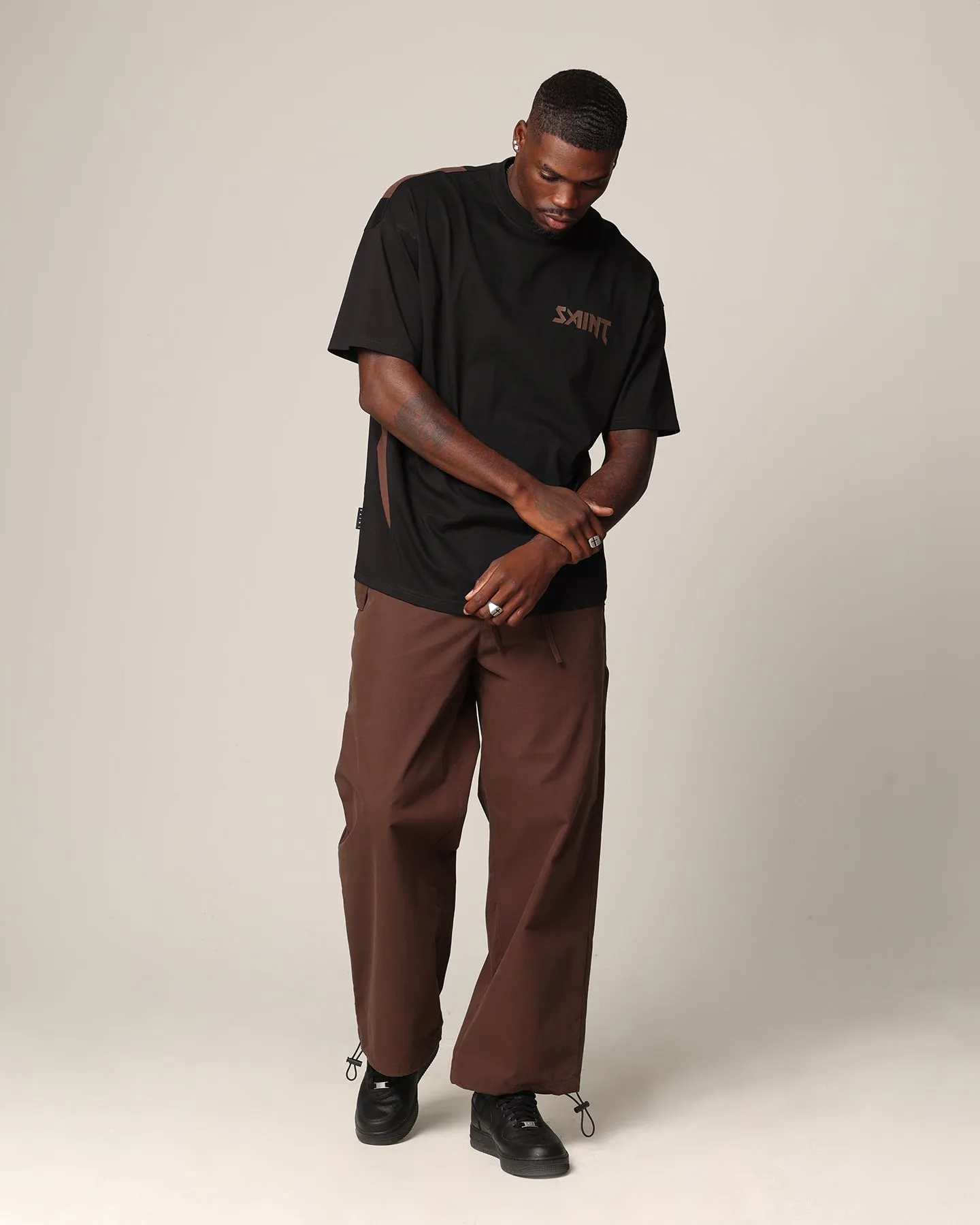 Saint Morta Rage Boxy T-Shirt Black/Brown Holiday Casual Timeless Wear