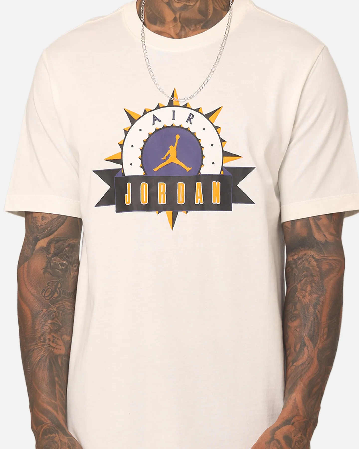 Jordan Flight MVP Crewneck T-Shirt Sail/Sky J Purple Layered Shoulder Design