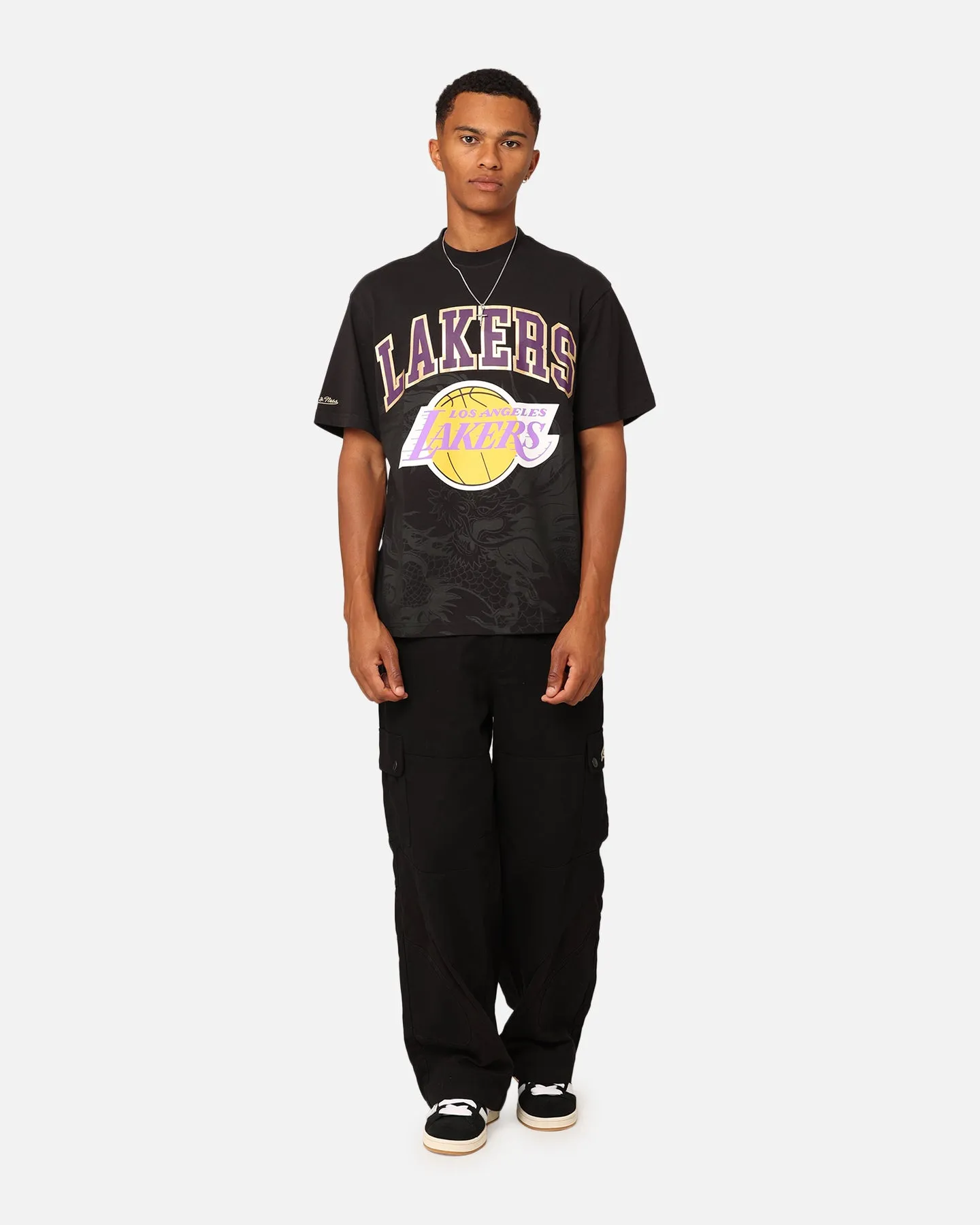 Casual Comfort Top Sporty Layer Mitchell & Ness Los Angeles Lakers Year Of The Dragon T-Shirt Faded Black