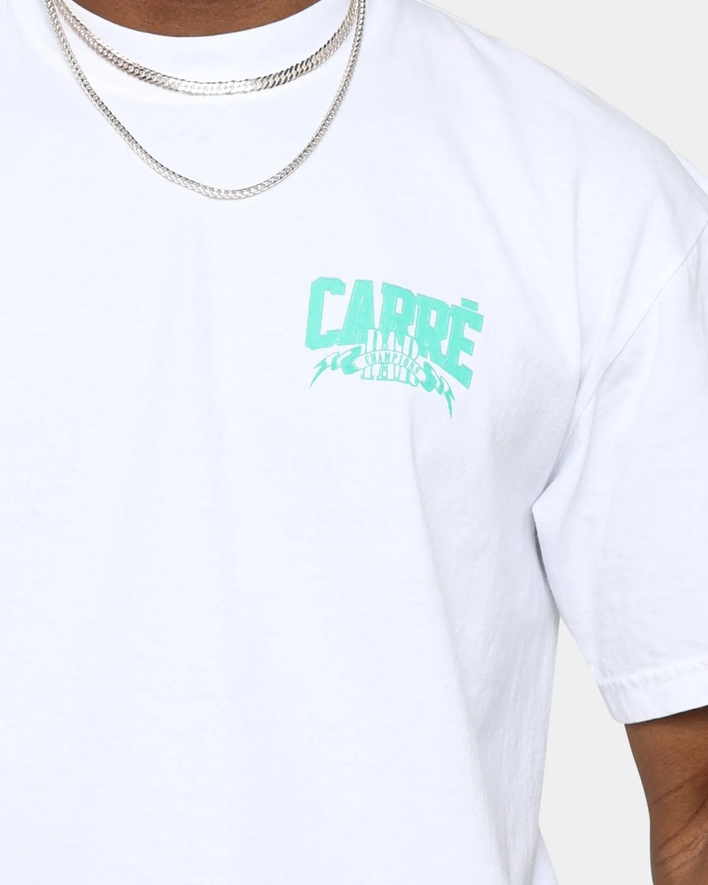 Organic Cotton Blend Carre Banner T-Shirt White