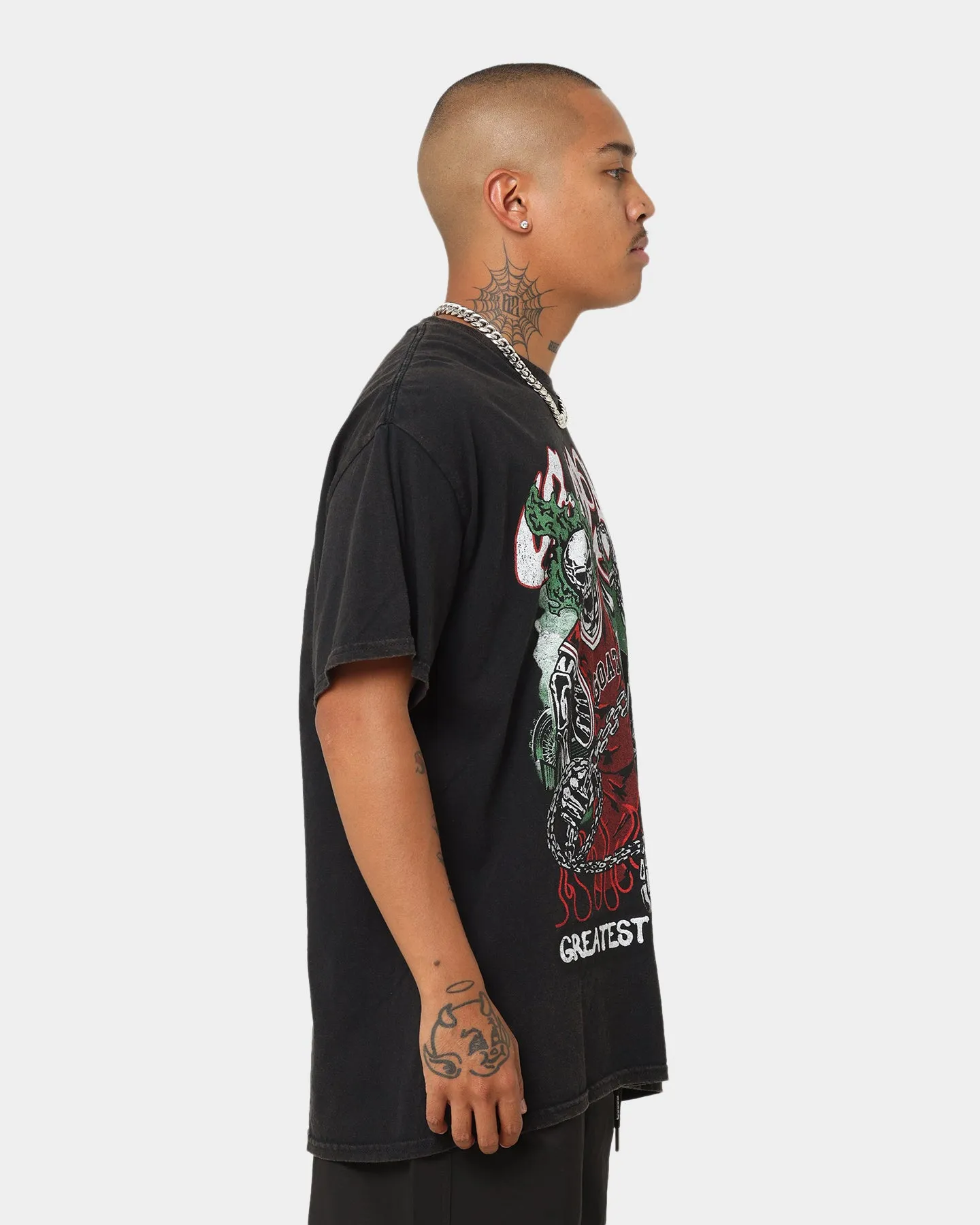 Goat Crew Goat Skull Vintage T-Shirt Black Wash Classic Wearable Tubular Knit Structure
