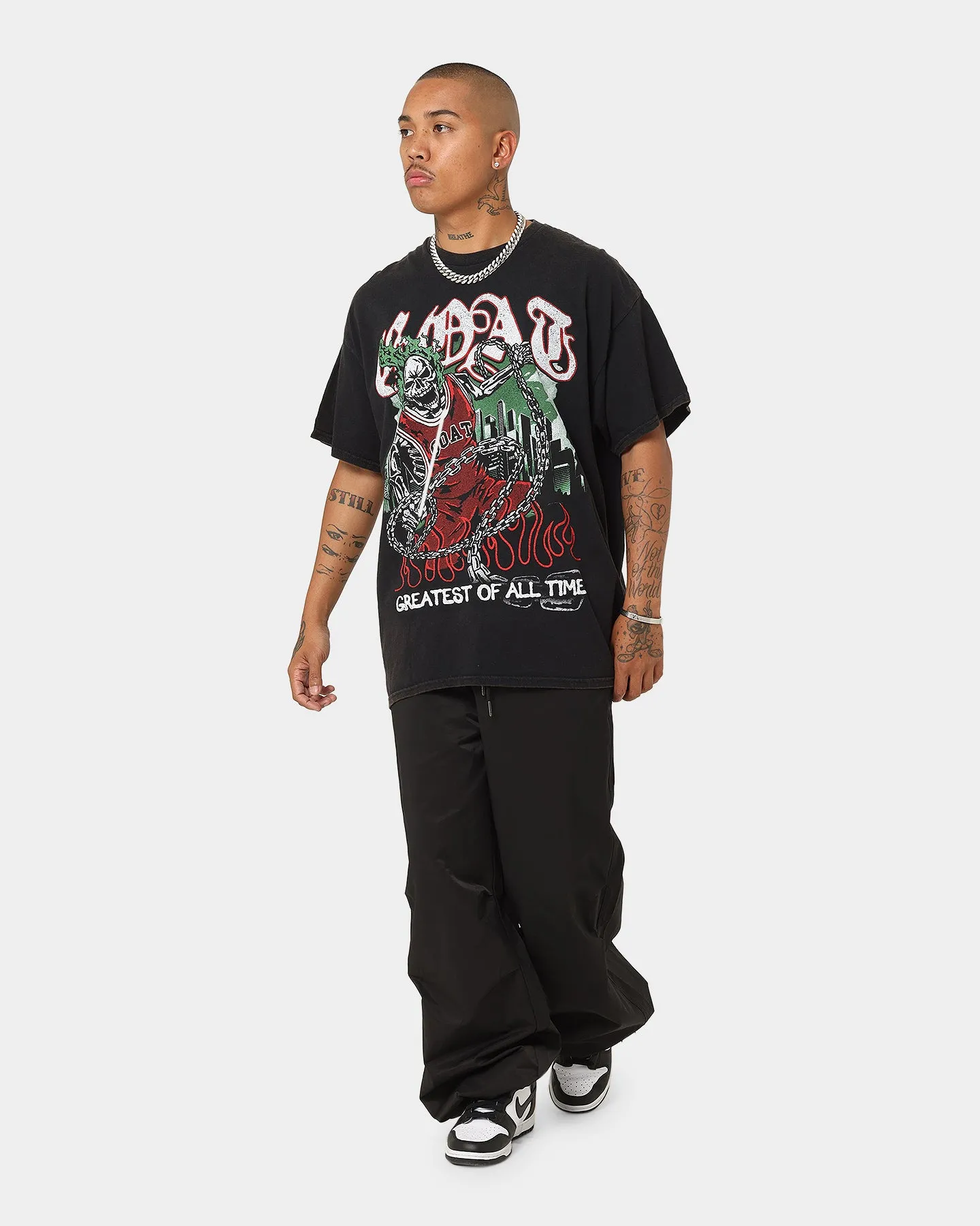 Goat Crew Goat Skull Vintage T-Shirt Black Wash Stone Wash Process All-Purpose Wear