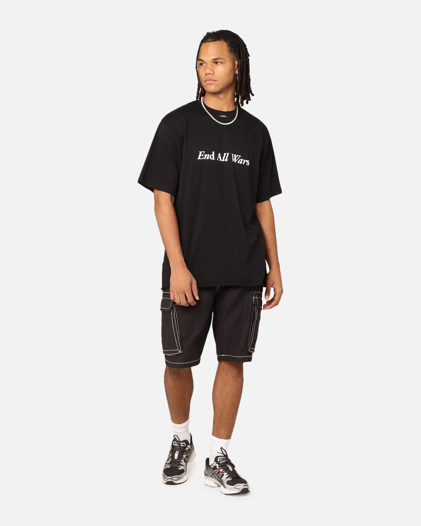 The Anti Order Anti War Baggy T-Shirt Black Layered Hem Detail