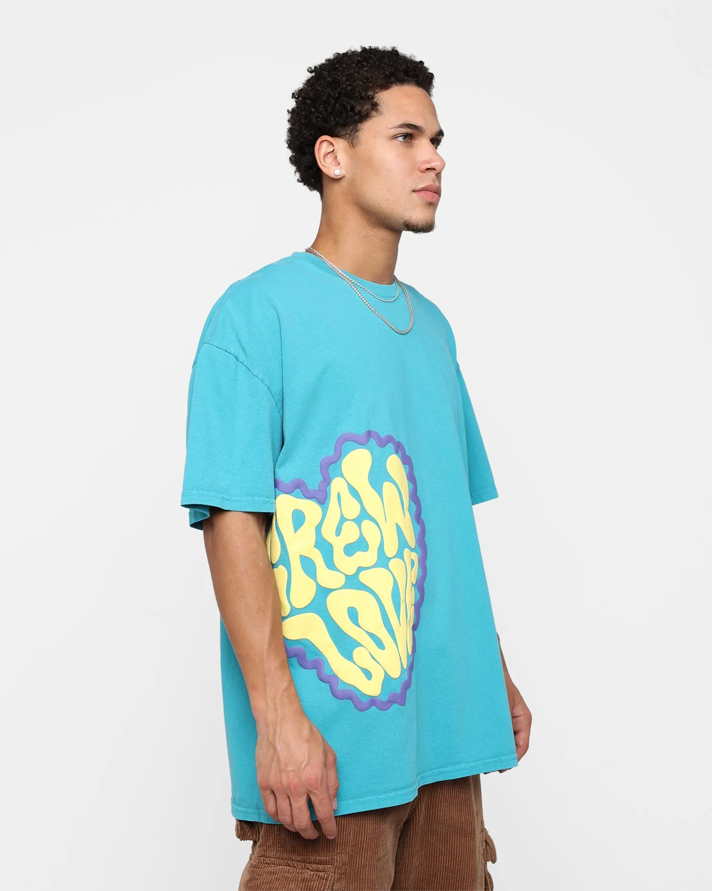 Movie Night Comfy Casual Goat Crew Crew Love T-Shirt Aqua