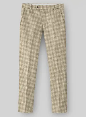 Comfortable fit Formal Style Highlander Heavy Beige Houndstooth Tweed Pants