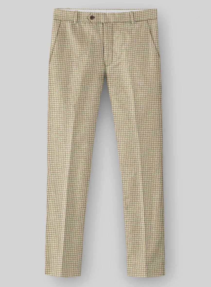 Comfortable fit Formal Style Highlander Heavy Beige Houndstooth Tweed Pants