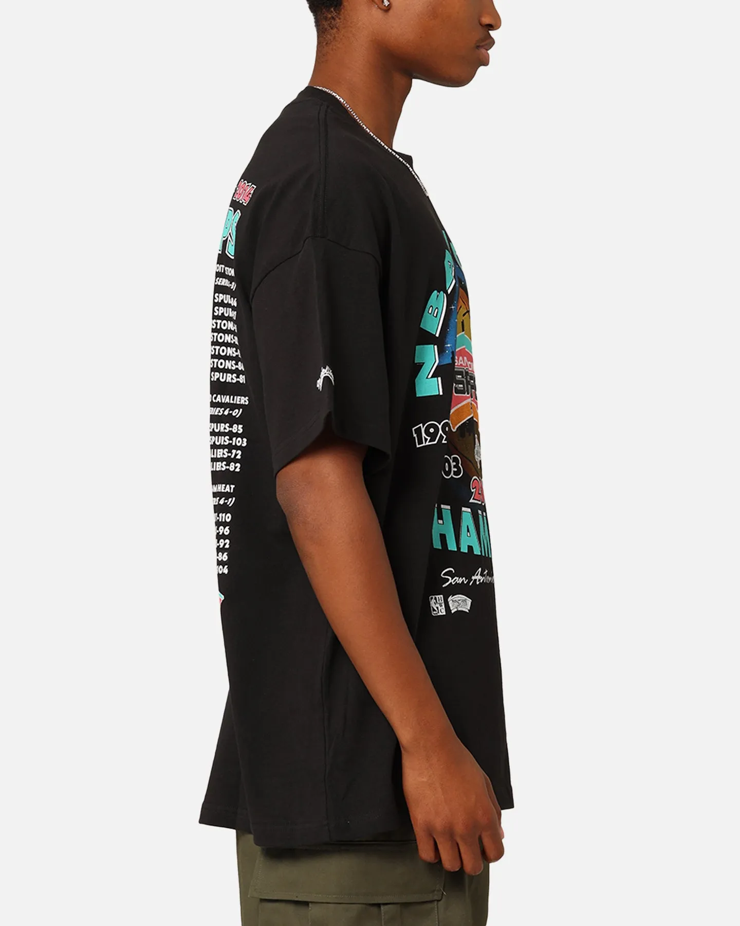 GarmentDyedTexture Non Restrictive Silhouette Mitchell & Ness San Antonio Spurs 'Spurs 2014 Champs' 2014 World Champs T-Shirt Black