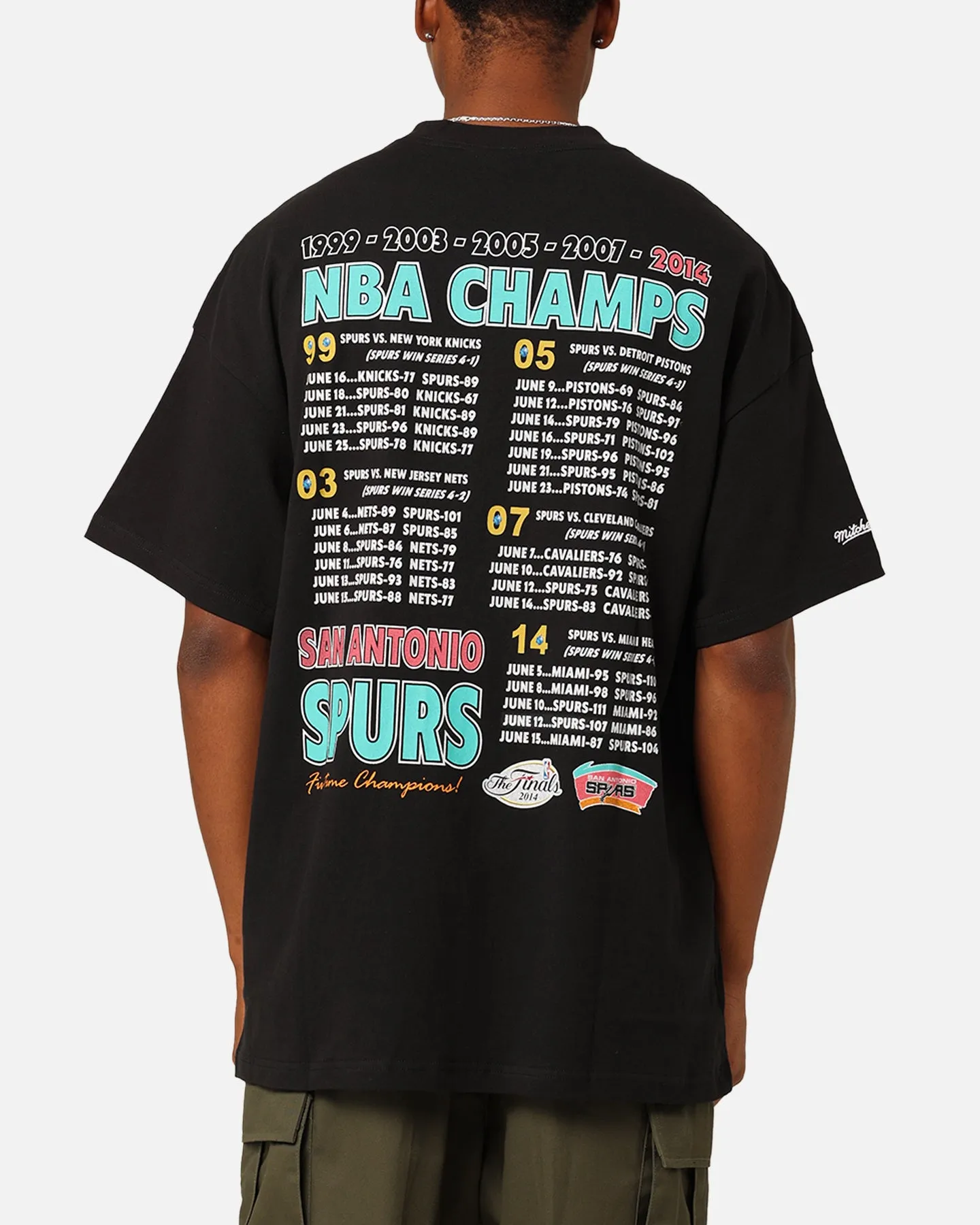 Soft Material Mitchell & Ness San Antonio Spurs 'Spurs 2014 Champs' 2014 World Champs T-Shirt Black