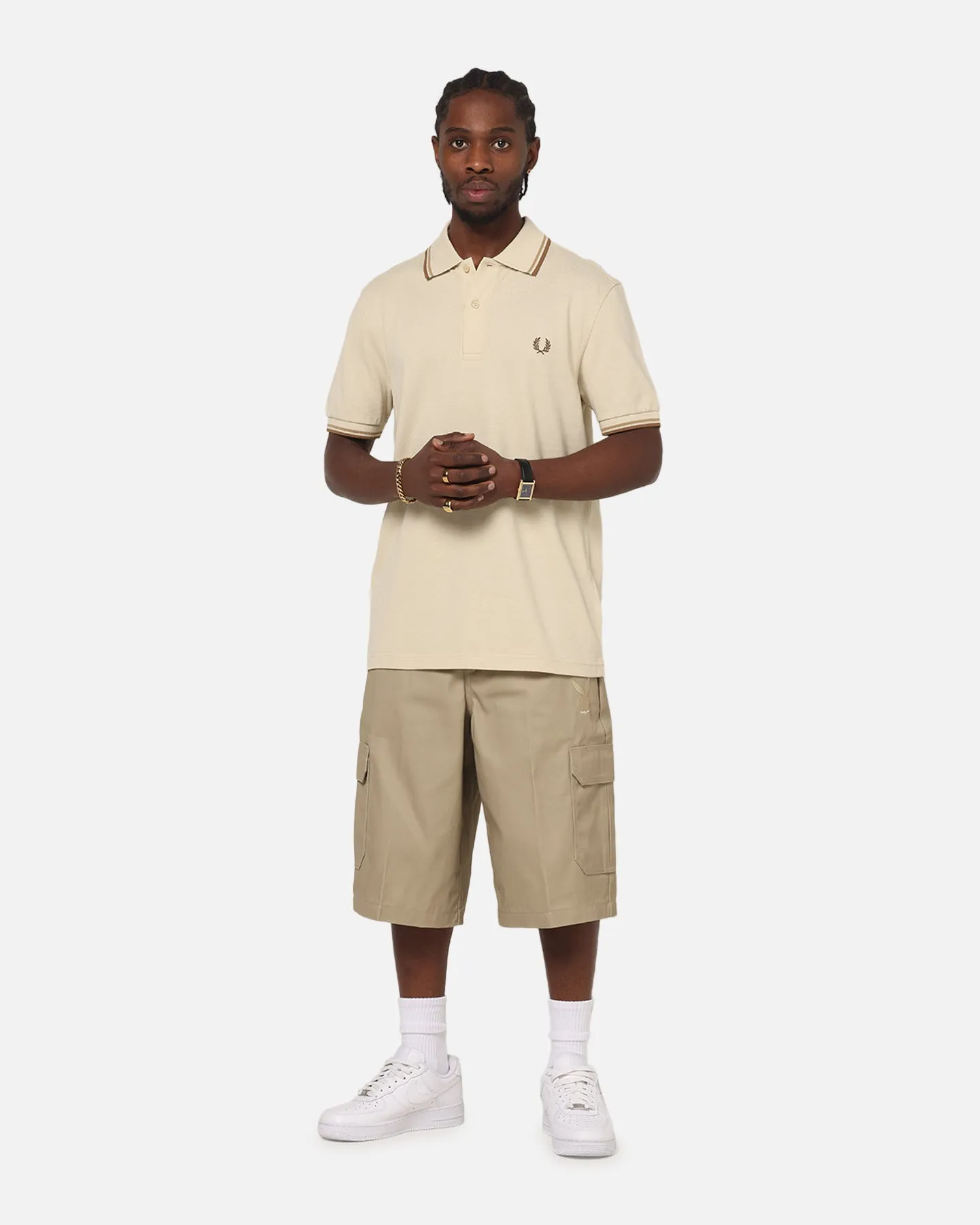 Fred Perry Twin Tipped Polo Shirt Oatmeal Weekend Brunch Relaxed Style