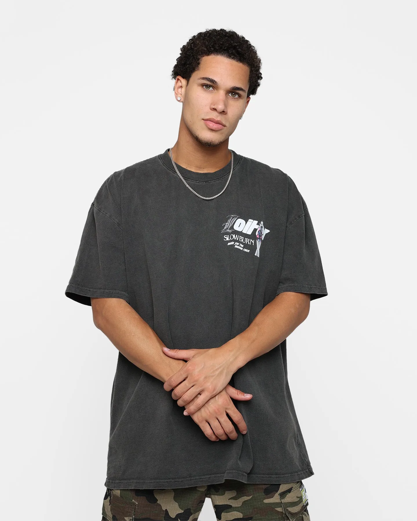 Loiter Slow Burn T-Shirt Vintage Black Simple Layer Sporty Layer